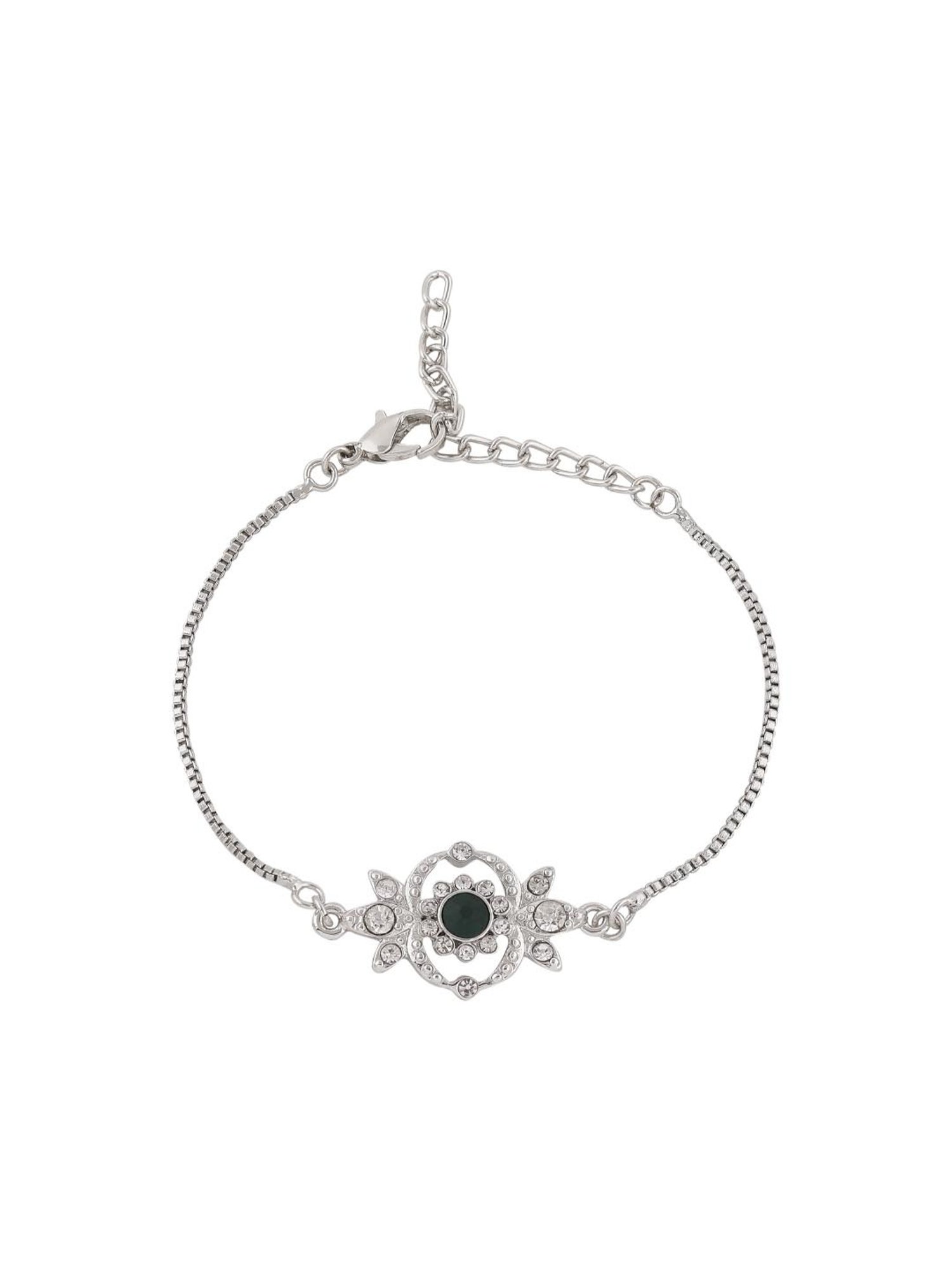 Estele Rhodium-Plated Bracelet with White Crystals for Women