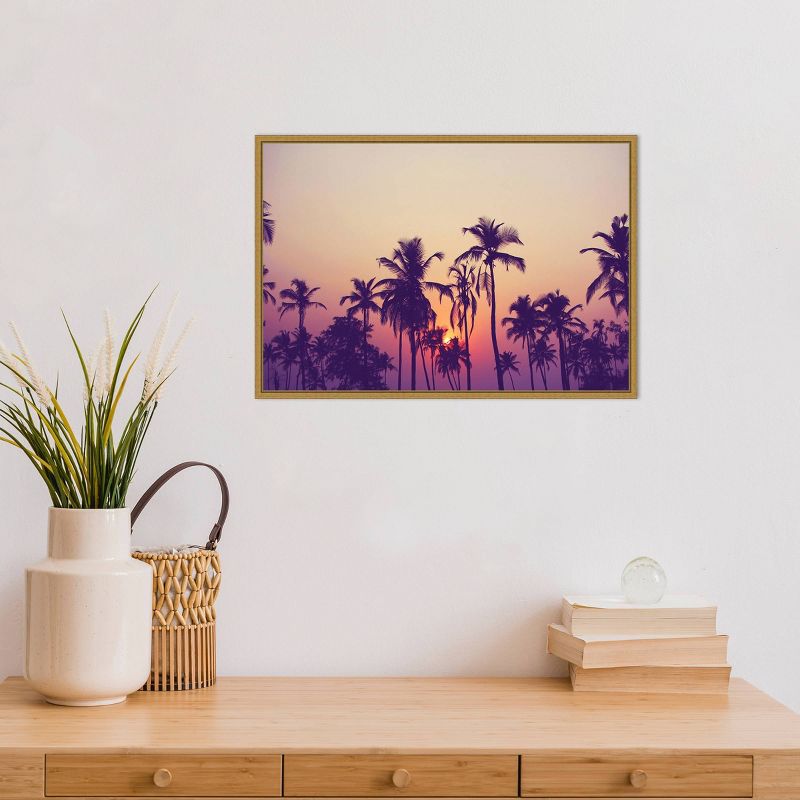 23" x 16" Palm Sky 1 by Design Fabrikken Framed Canvas Wall Art - Amanti Art