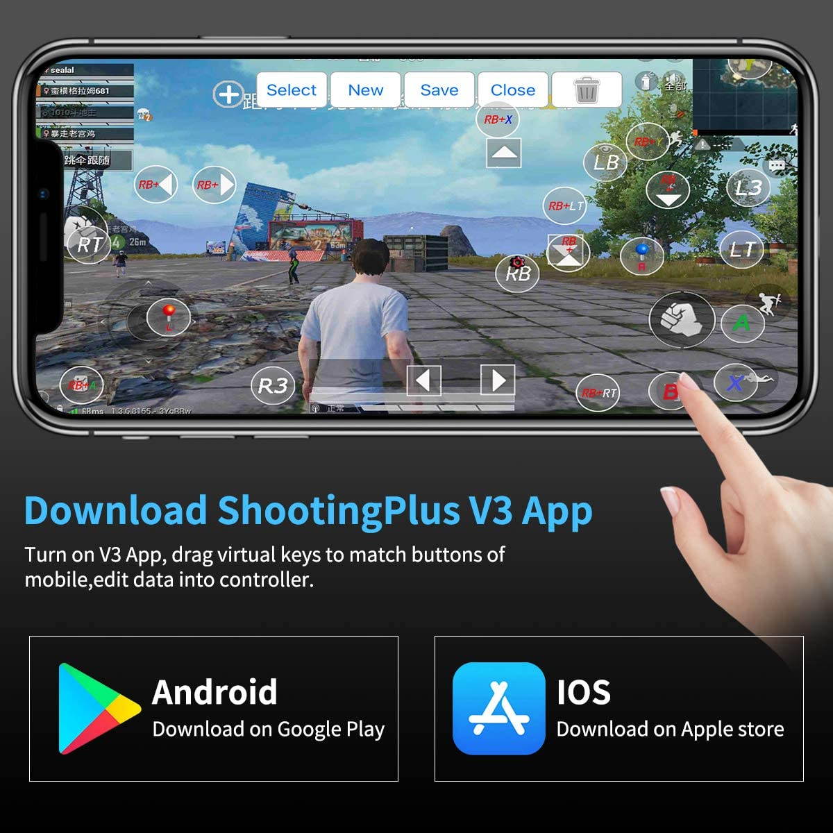 Game Controller 2.4G Wireless Gamepad Bluetooth Gaming Joystick Compatible with iPhone iOS/Android Phone/PC Windows/Smart TV/TV Box/ PS3 &ndash; Black