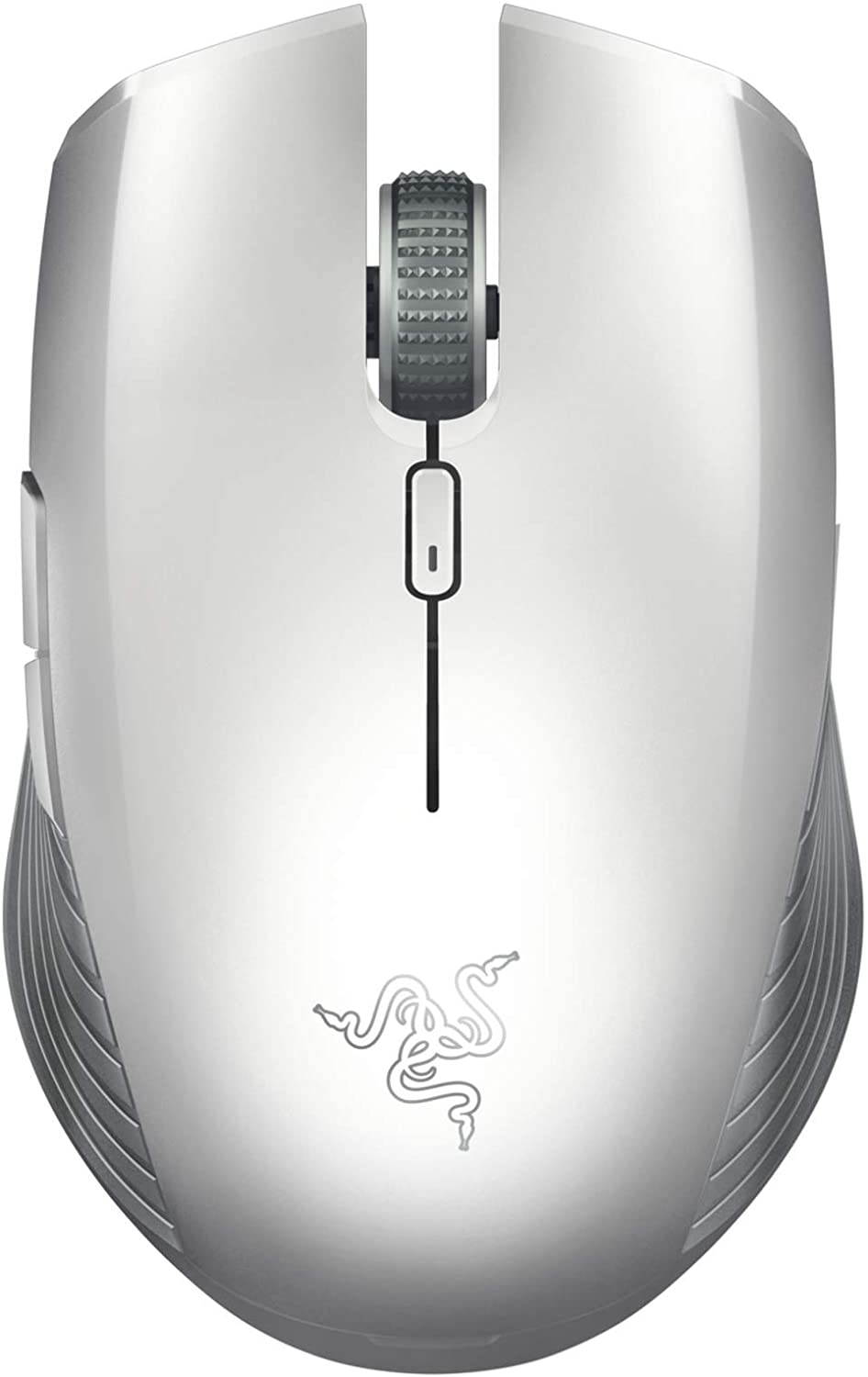 Atheris Ambidextrous Wireless Mouse: 7200 DPI Optical Sensor, 350 Hr Battery Life, USB Wireless Receiver & Bluetooth Connection, Mercury White