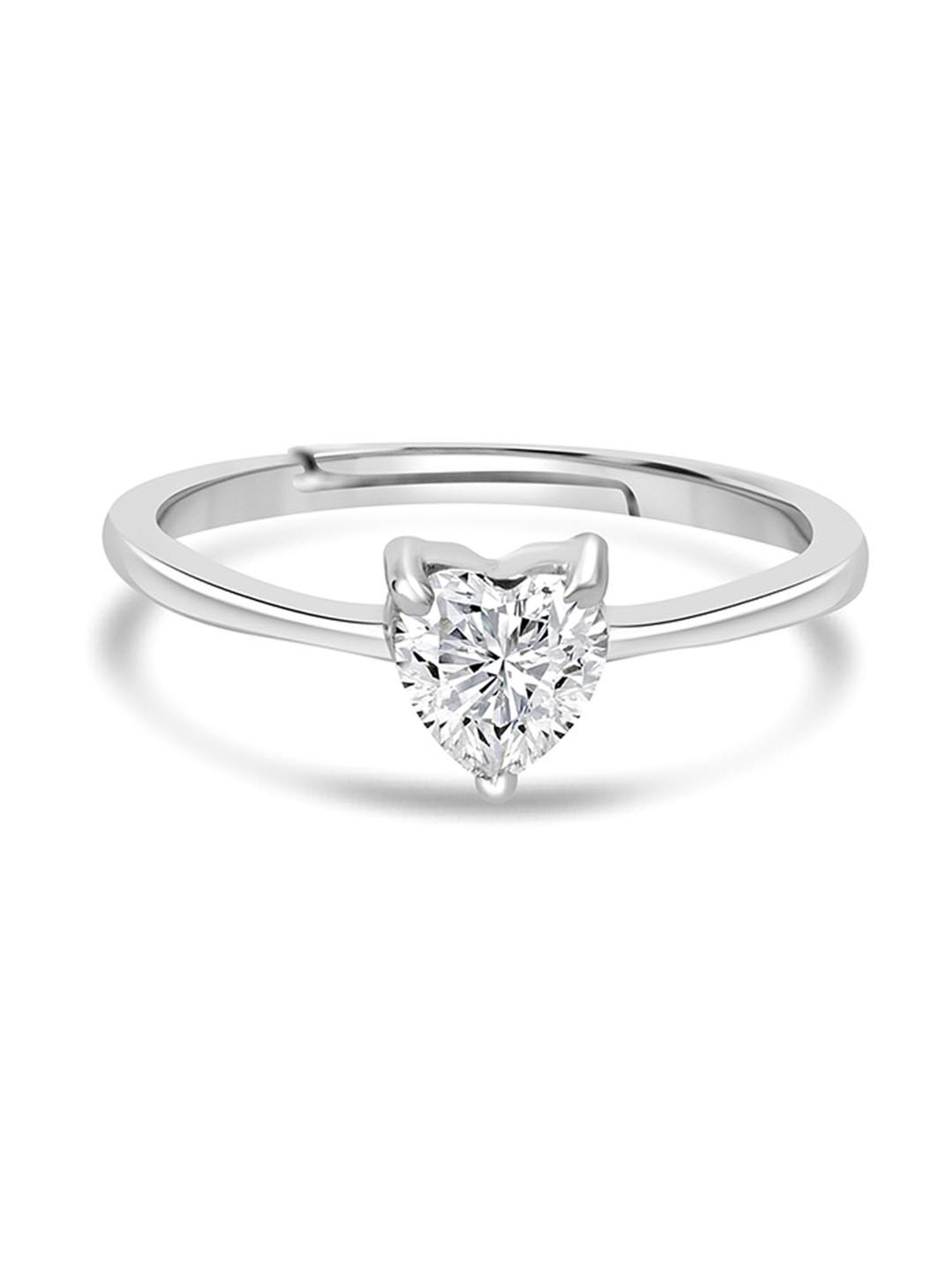 March by FableStreet 92.5 Sterling Silver White Heart Zircon Casual Ring for Women