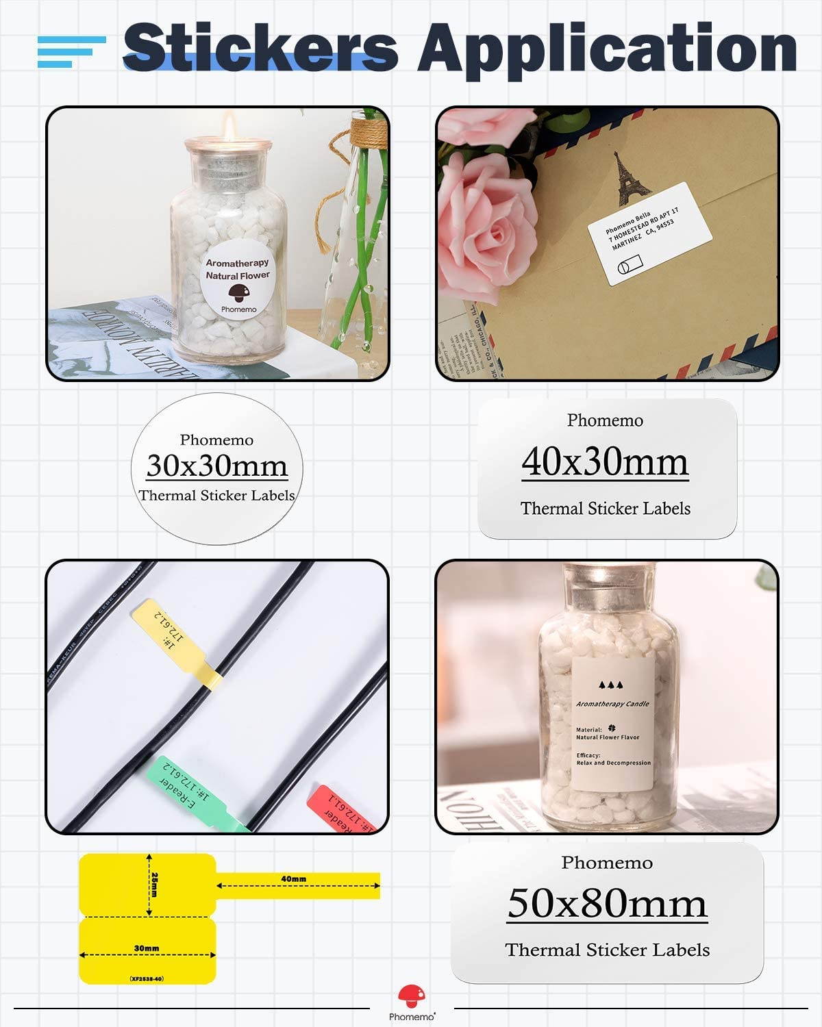 M110 Wireless Thermal Label Printer Portable Bluetooth Label Maker Machine Barcode Printer for iPhone and Android Phones