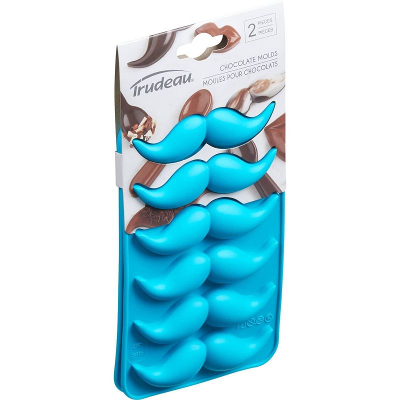 Trudeau 2pk Mustache Chocolate Molds Blue