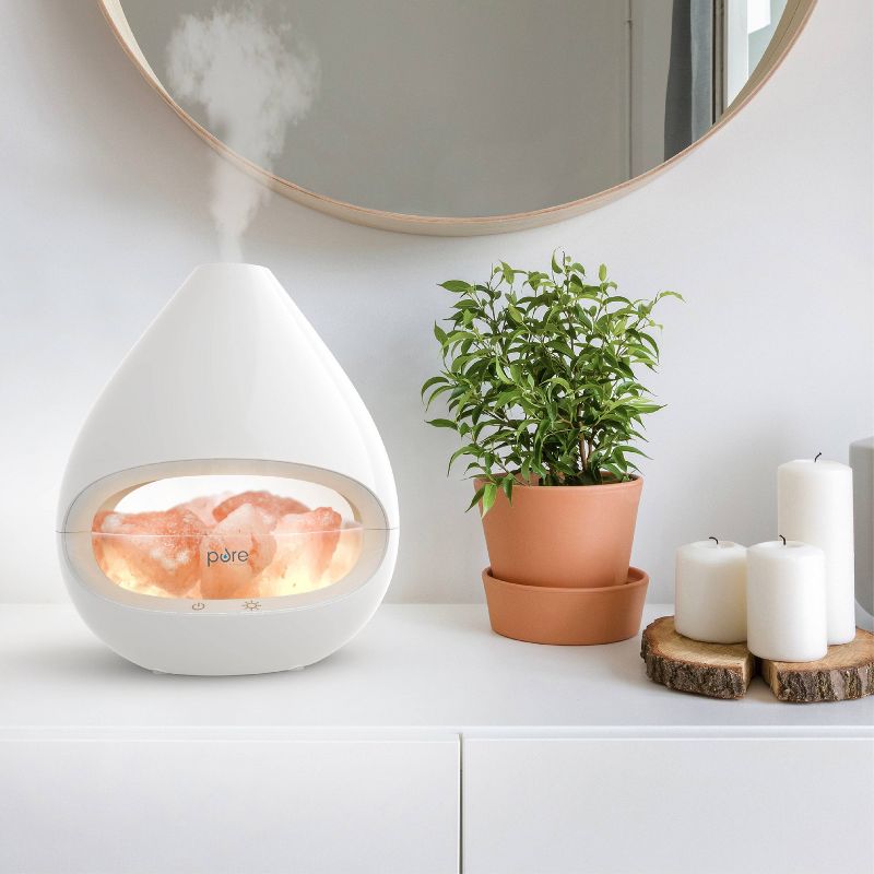 Crystal Himalayan Salt Rock Lamp and Ultrasonic Oil Diffuser - Pure Enrichment