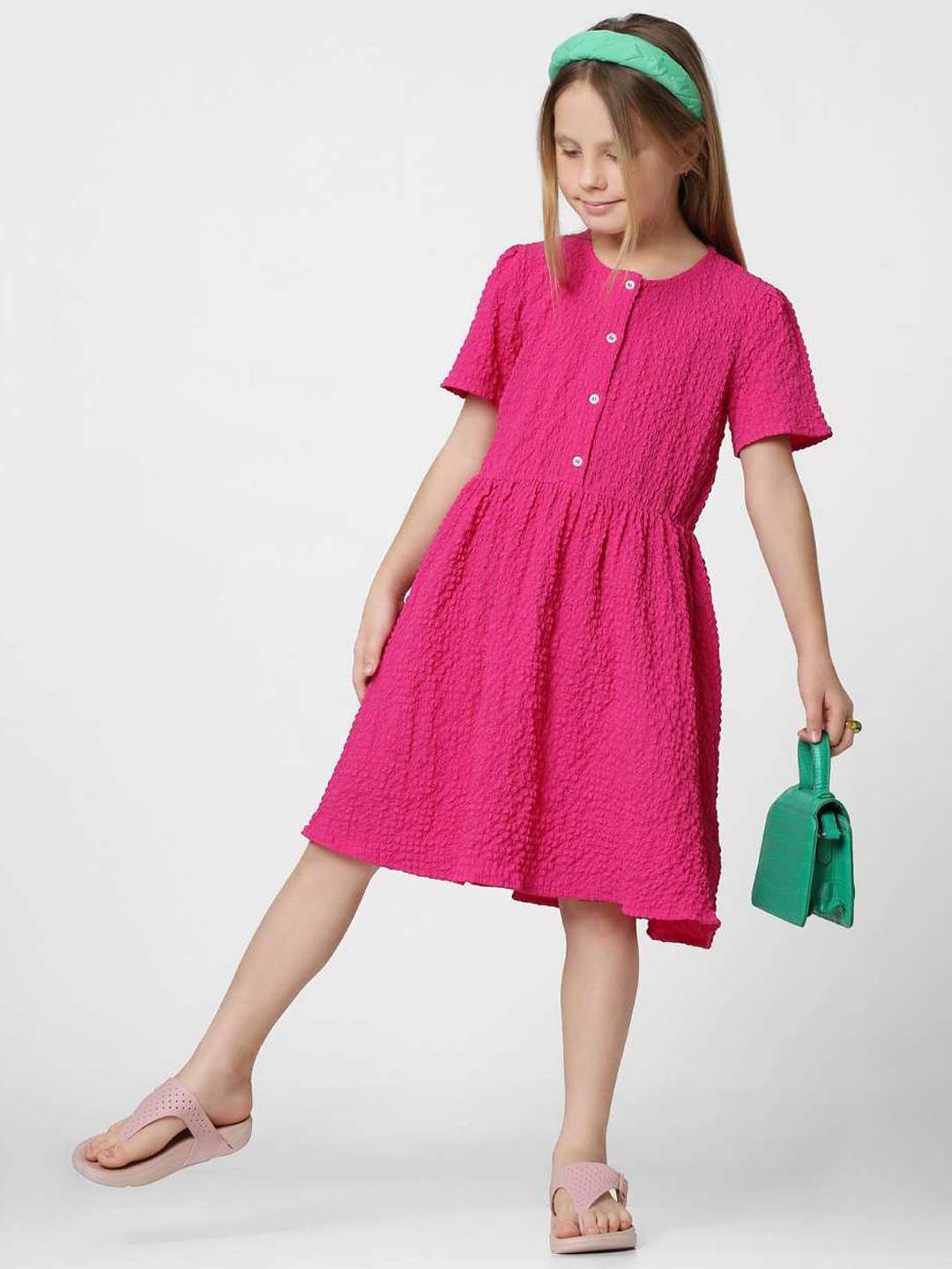KIDS ONLY Pink Textured Pattern Dress