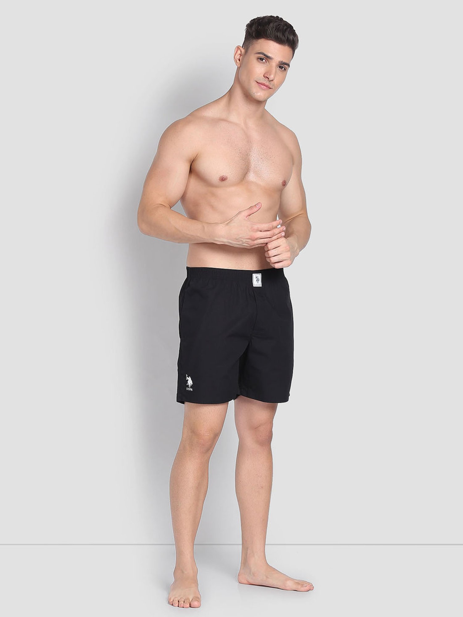 U.S. Polo Assn. Black Cotton Regular Fit Striped Boxers