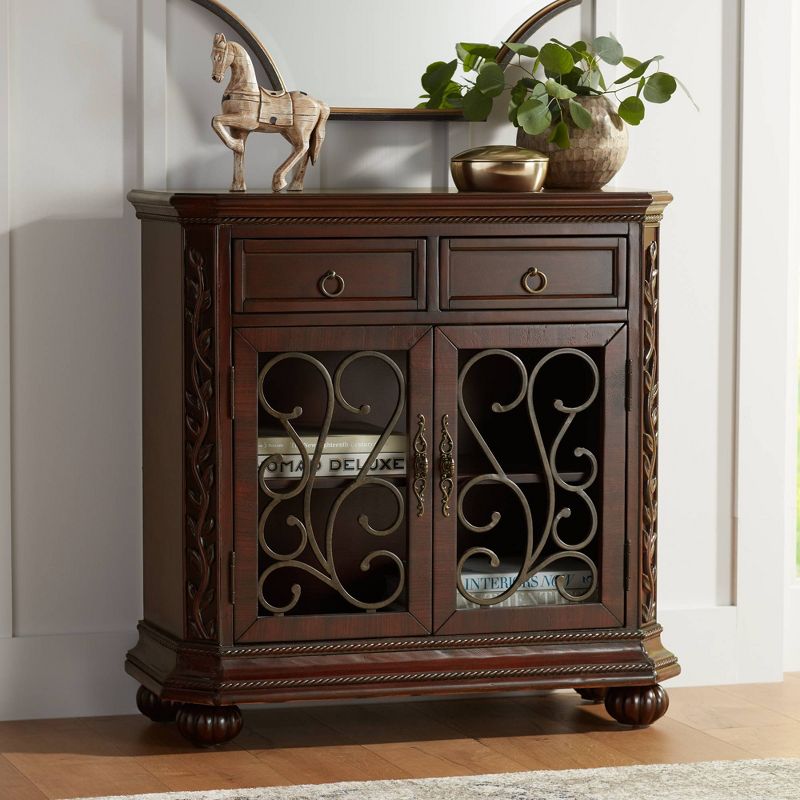 Kensington Hill Arriana 35" High Dark Cherry Wood 2-Door Console