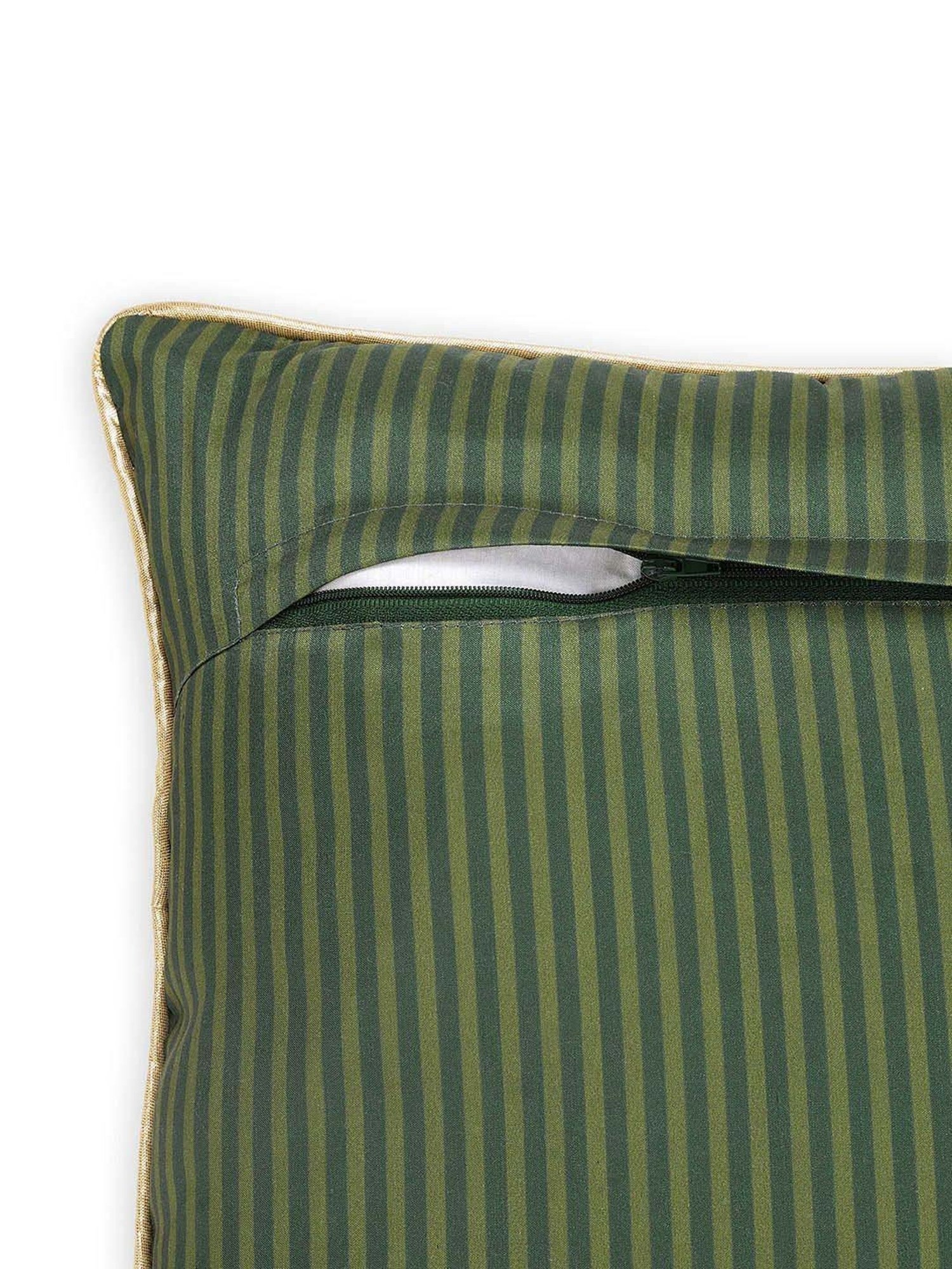 Pure Home and Living Green Velvet Zari Embroidered Square Cushion Cover