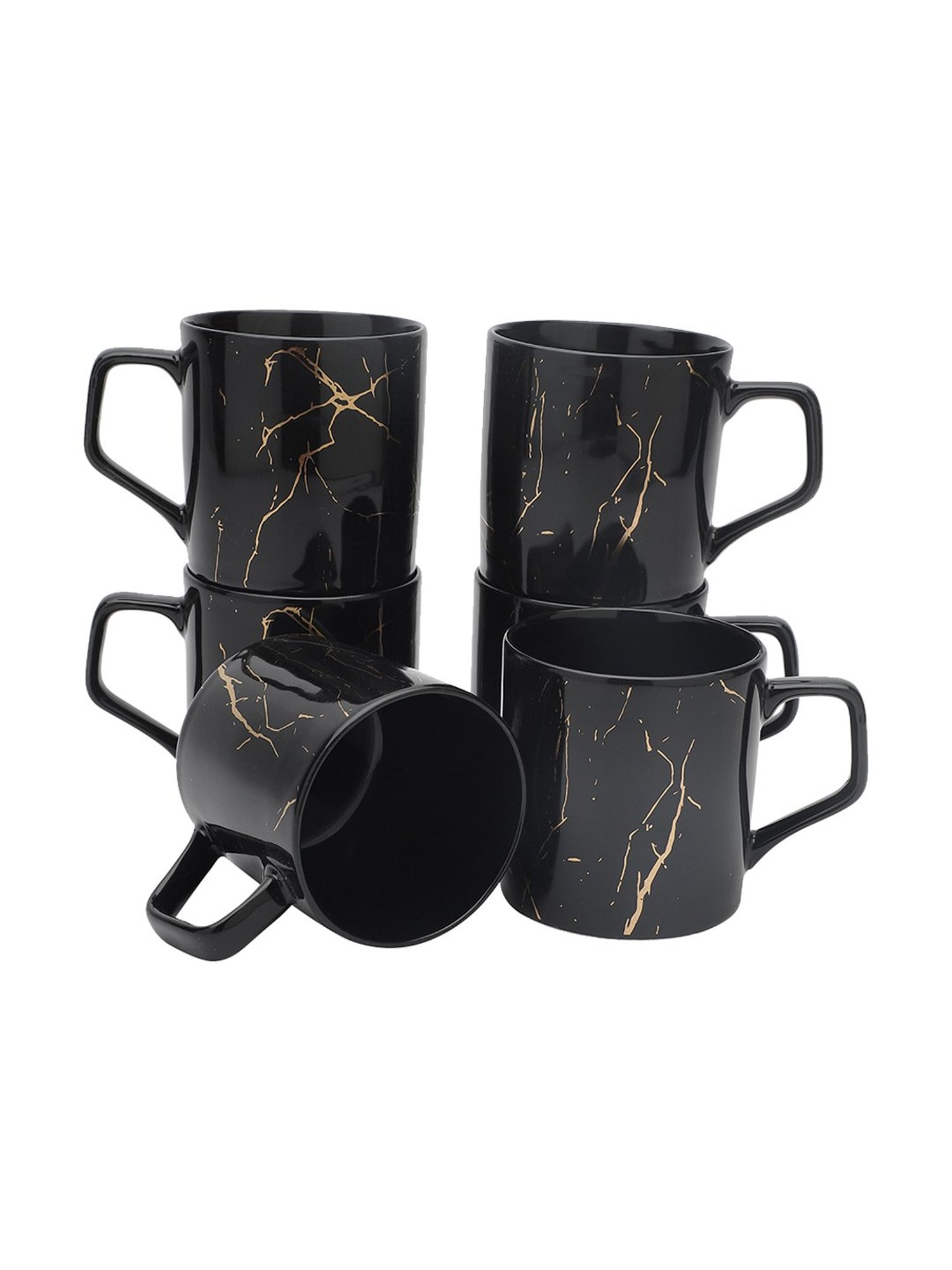 Clay Craft Multicolor Fine Ceramic Coffee Mugs Set of 6 - 210 ml each