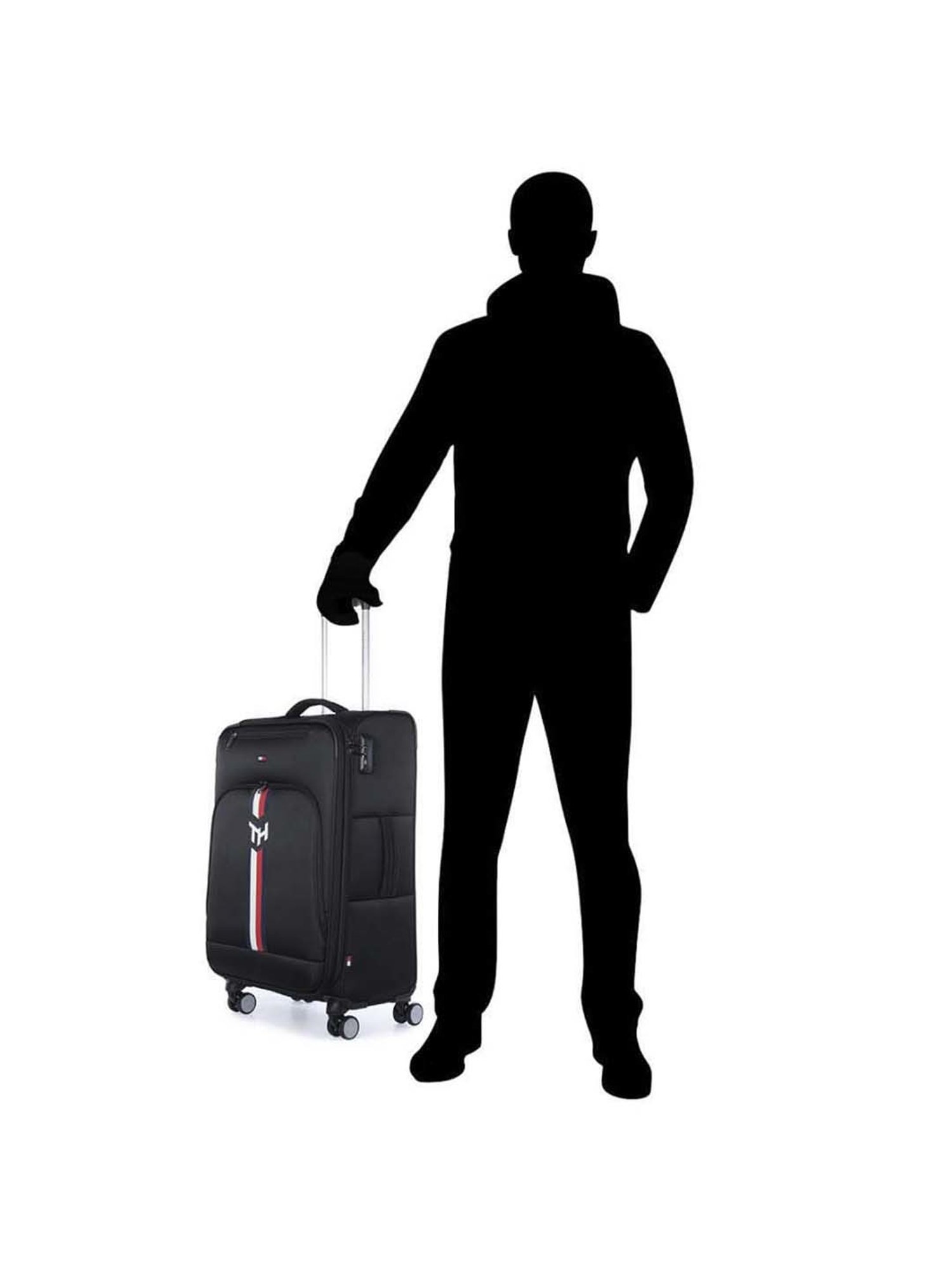 Tommy Hilfiger Kingsville Black Printed Large Soft Trolley Bag - 47 cm