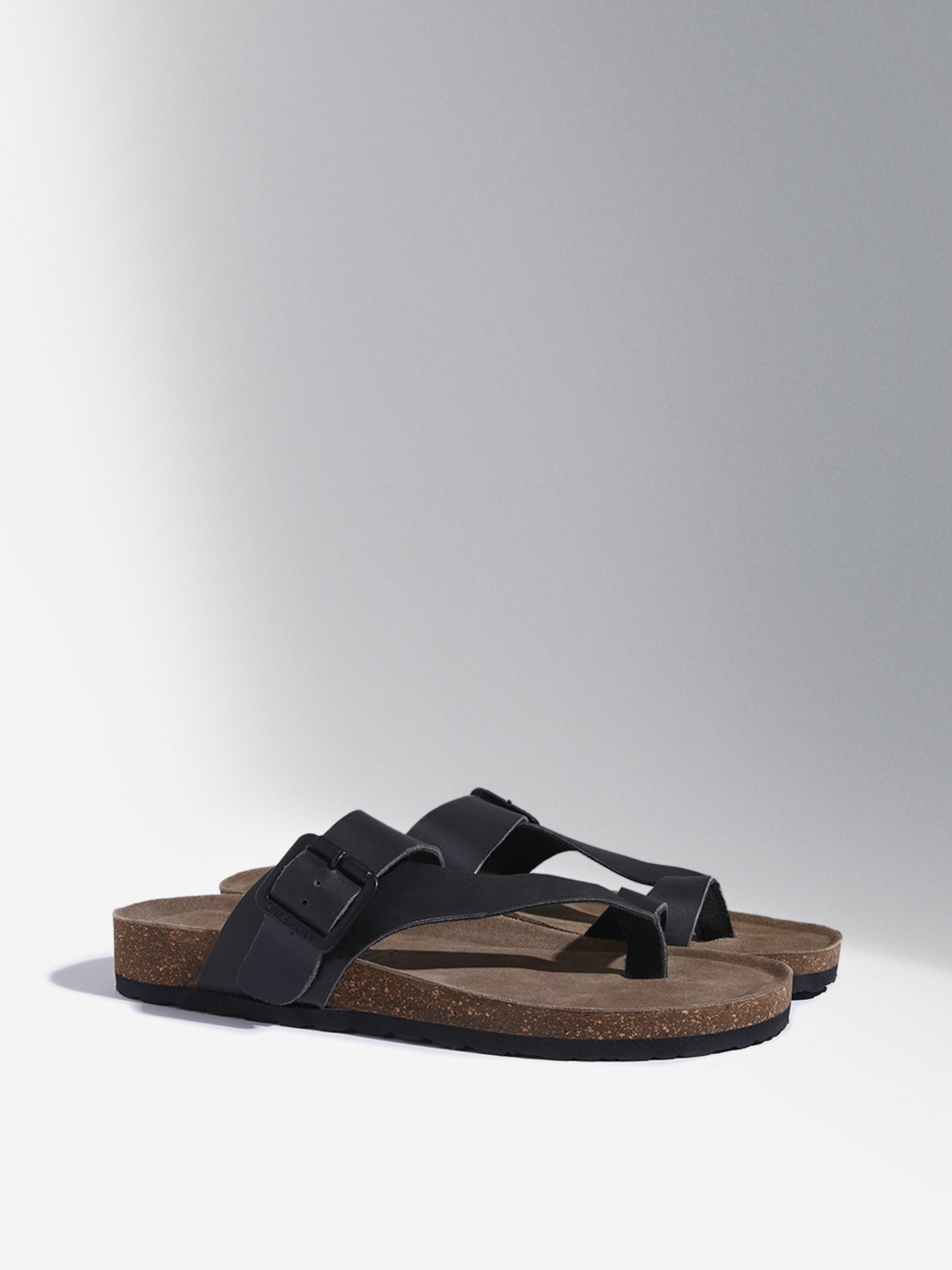 SOLEPLAY by Westside Black Buckle-Strap Leather Sandals