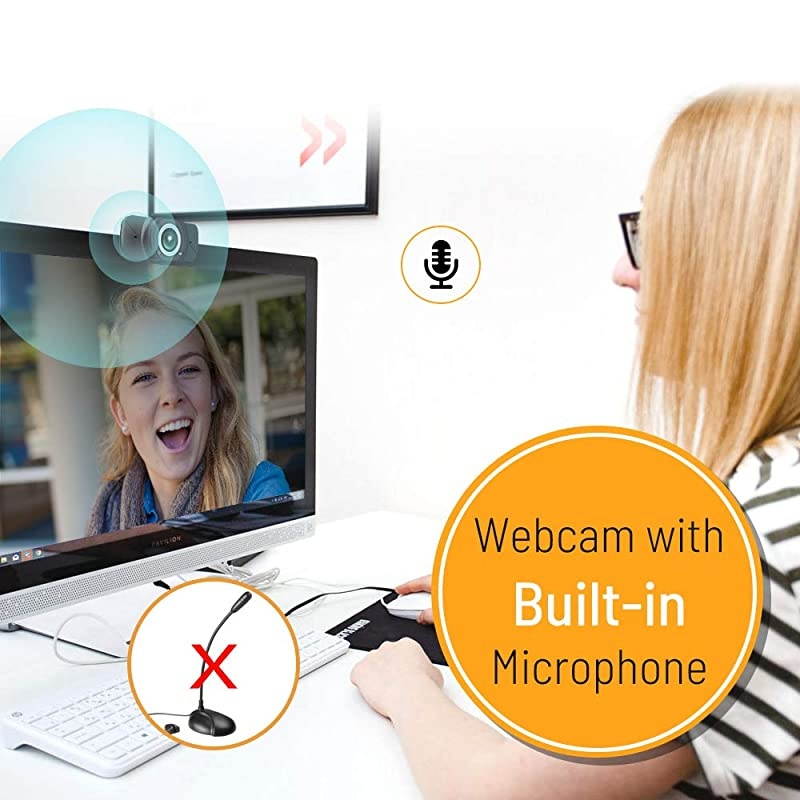 1080P Webcam with Microphone  HD Streaming USB Computer Webcam with Privacy Cover Streaming Computer Web Camera for Video Calling Plug and Play