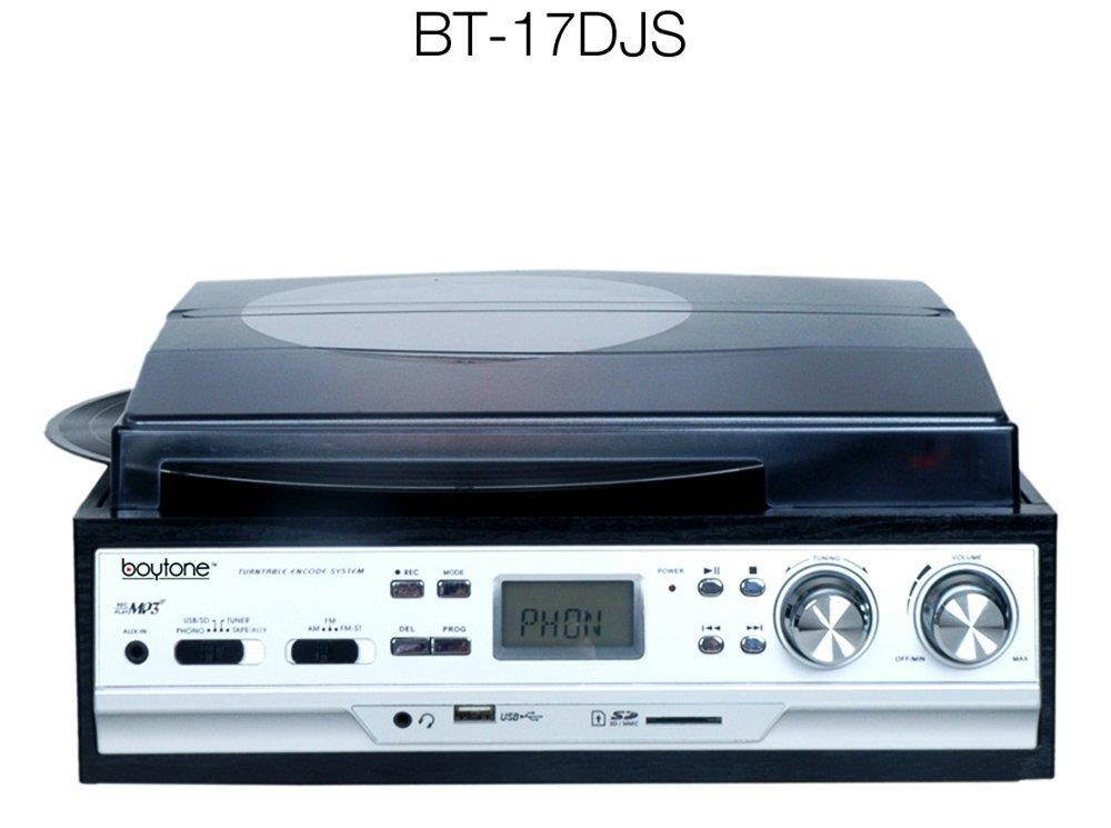 Boytone Bundle BT-17DJS 3-speed Stereo Turntable, with 2 extra ceramic needles, Belt Drive, 2 built in Speakers