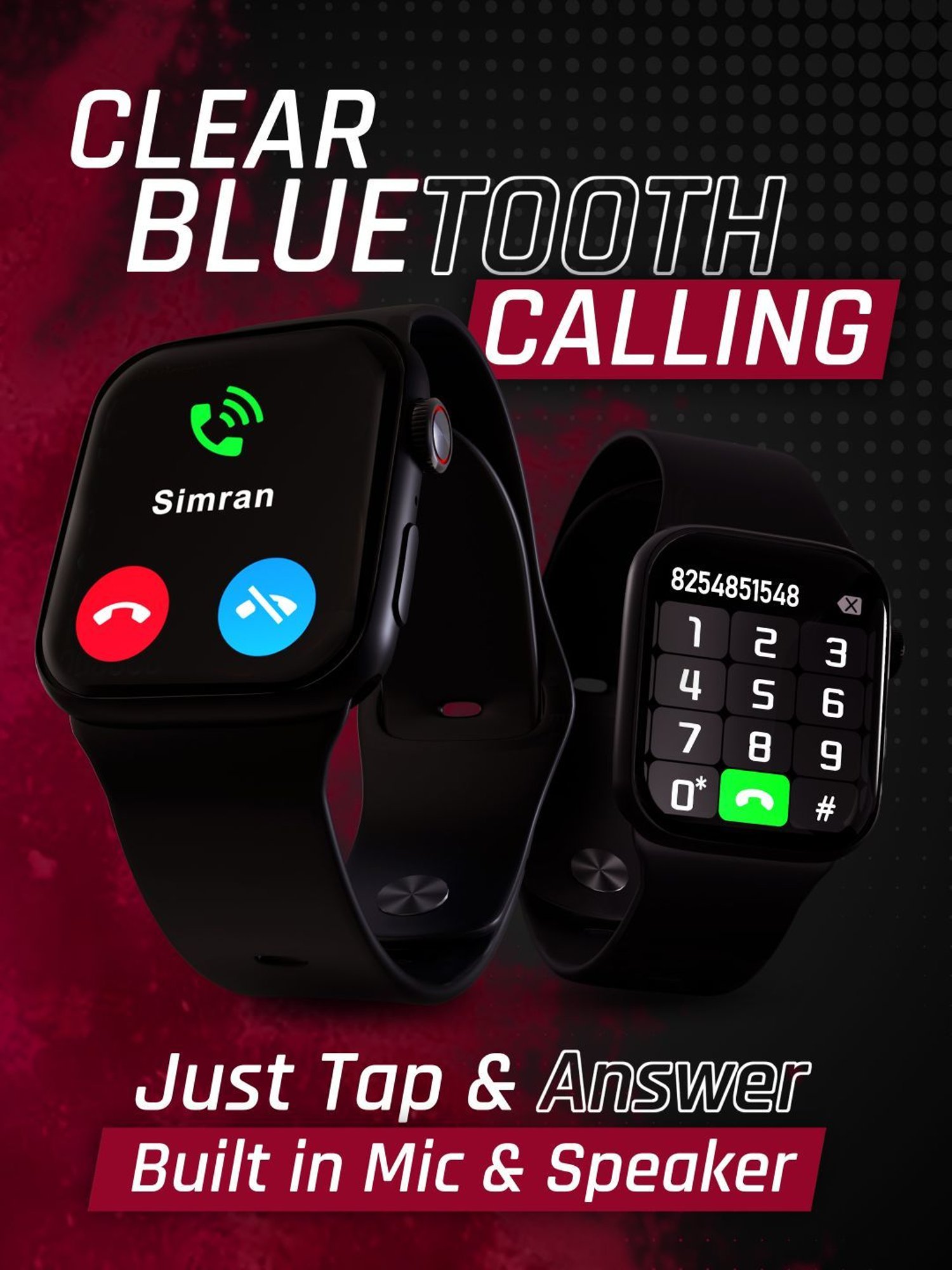 Hammer Pulse Ace 2.0 Bluetooth Calling Smartwatch with Biggest 1.83 inch Display (Black)