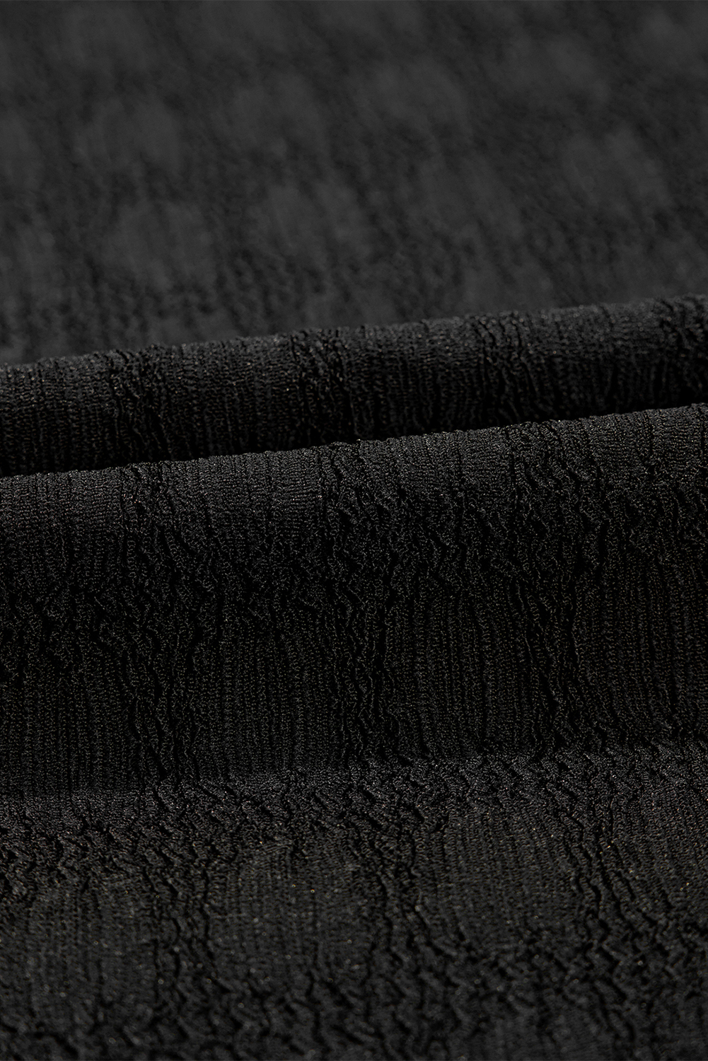 Black Textured Split V Neck Sleeveless Shirt