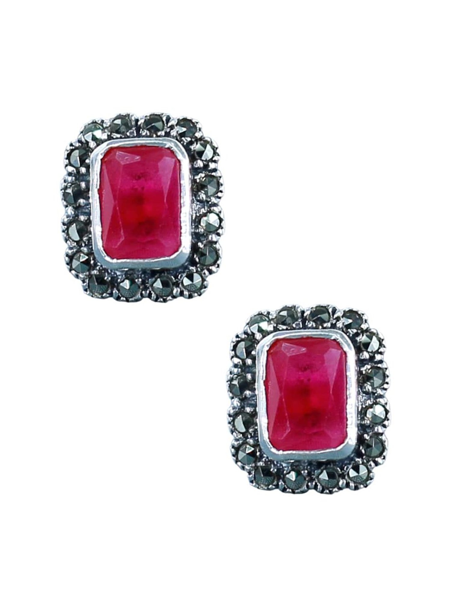 Taraash 92.5 Sterling Silver Pink CZ Stud Earrings For Women