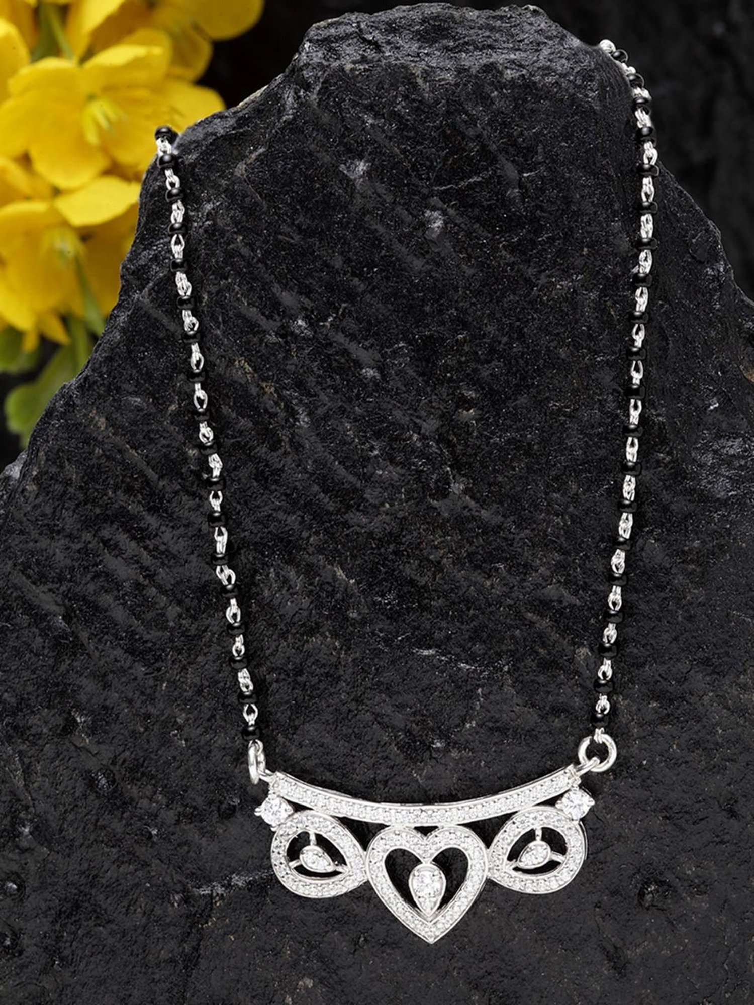 March by FableStreet 92.5 Sterling Silver Floral Mangalsutra for Women