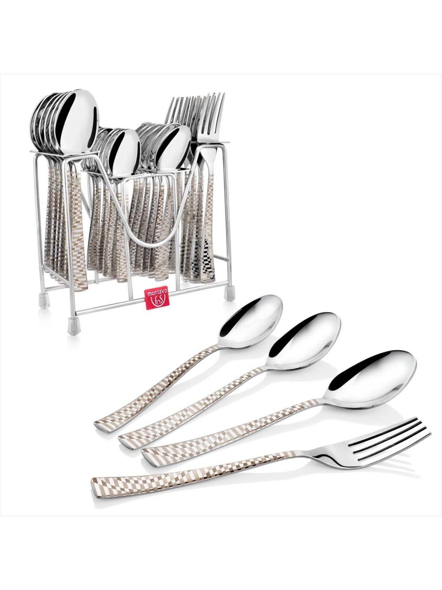 FnS Silver Stainless Steel Cutlery - Set of 24