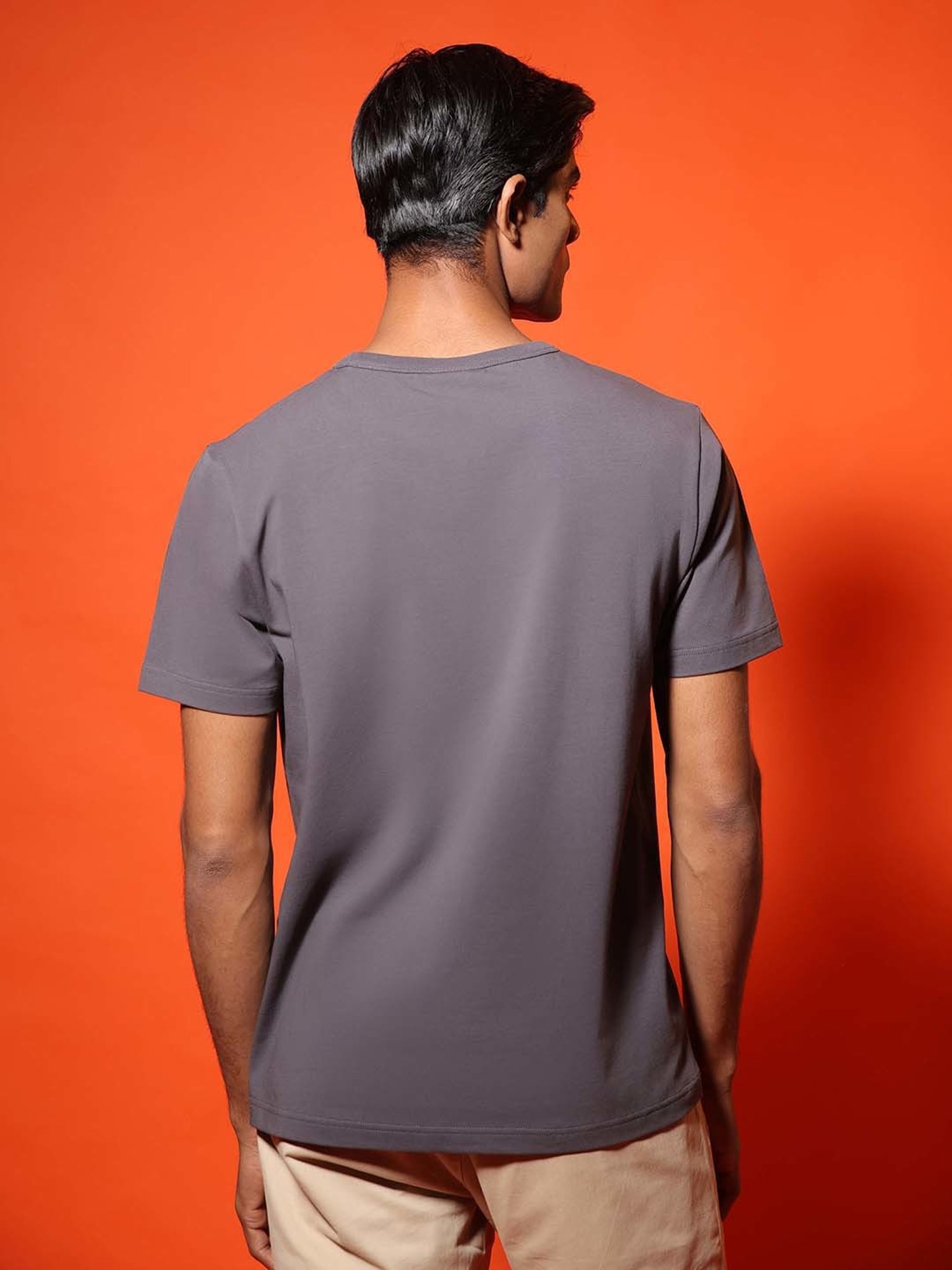 SUBTRACT Dark Grey Regular Fit Crew T-Shirt