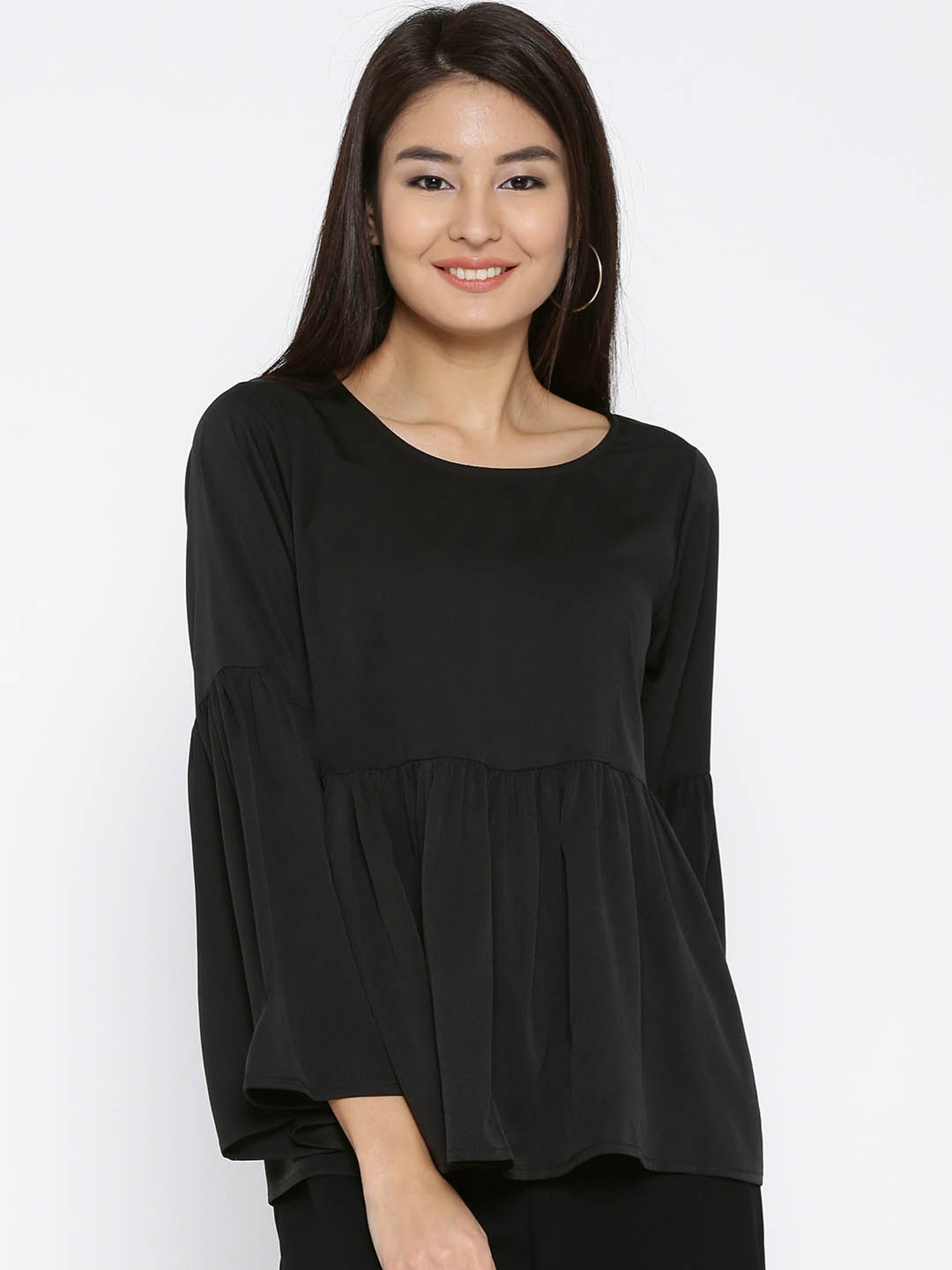 Sera Black Regular Fit Top