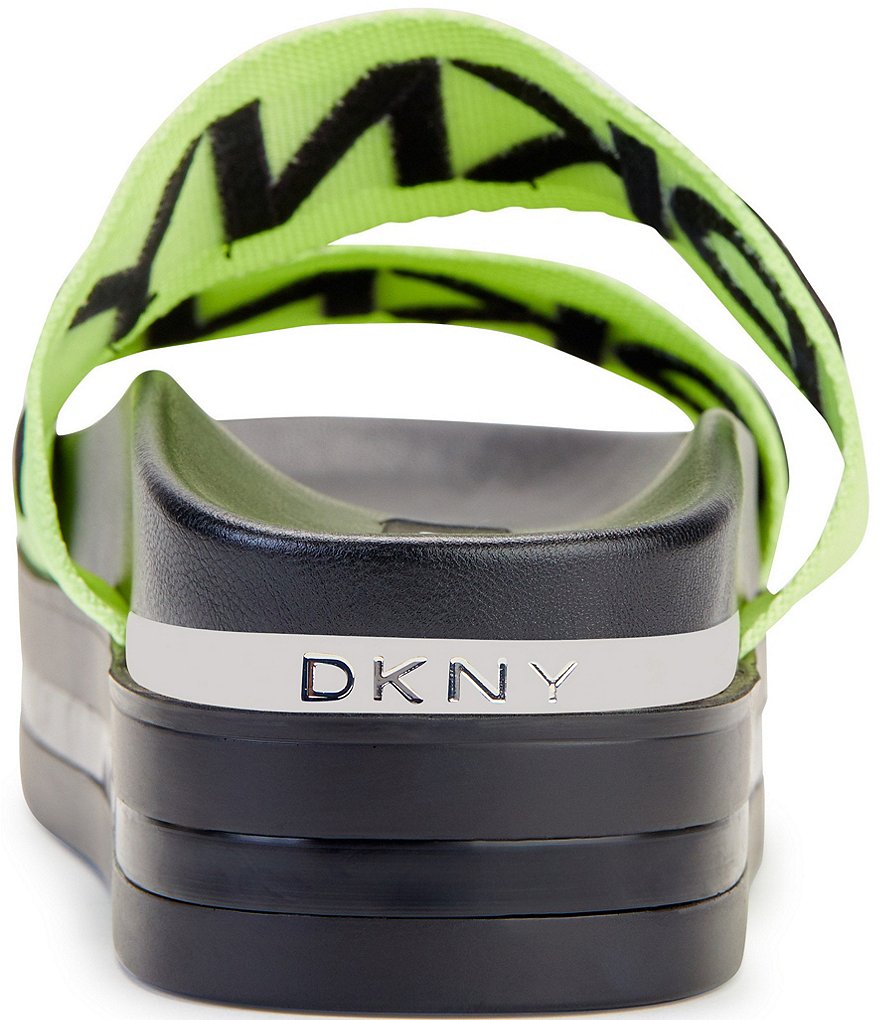 DKNY Tee 2 Band Logo Platform Slides