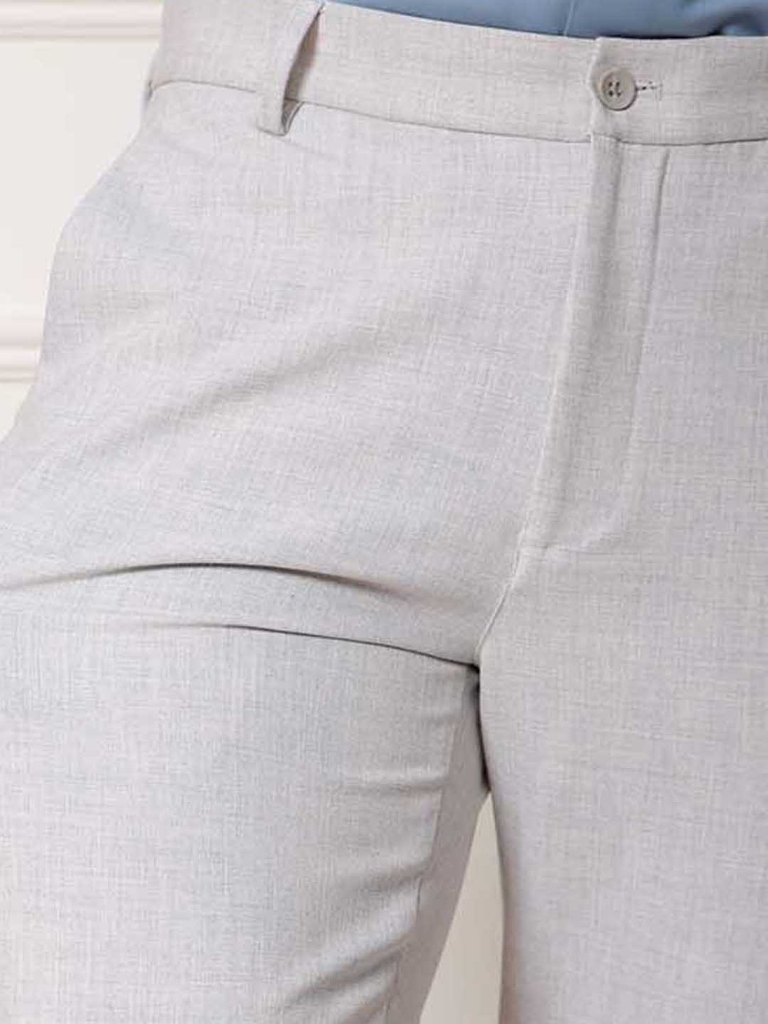 SUBTRACT Lunar Grey Slim Fit Flat Front Trousers