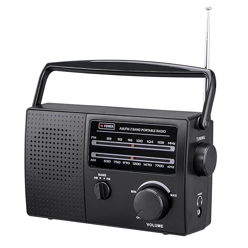 AMFM Portable Radio Local Current 120V or Dry Battery Operated Battery not Included