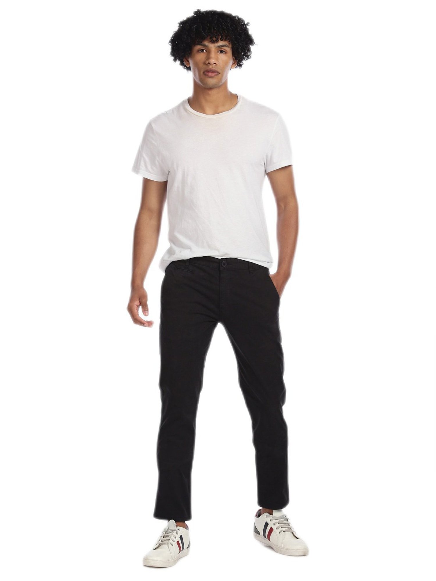 Aeropostale Black Flat Front Solid Casual Trousers