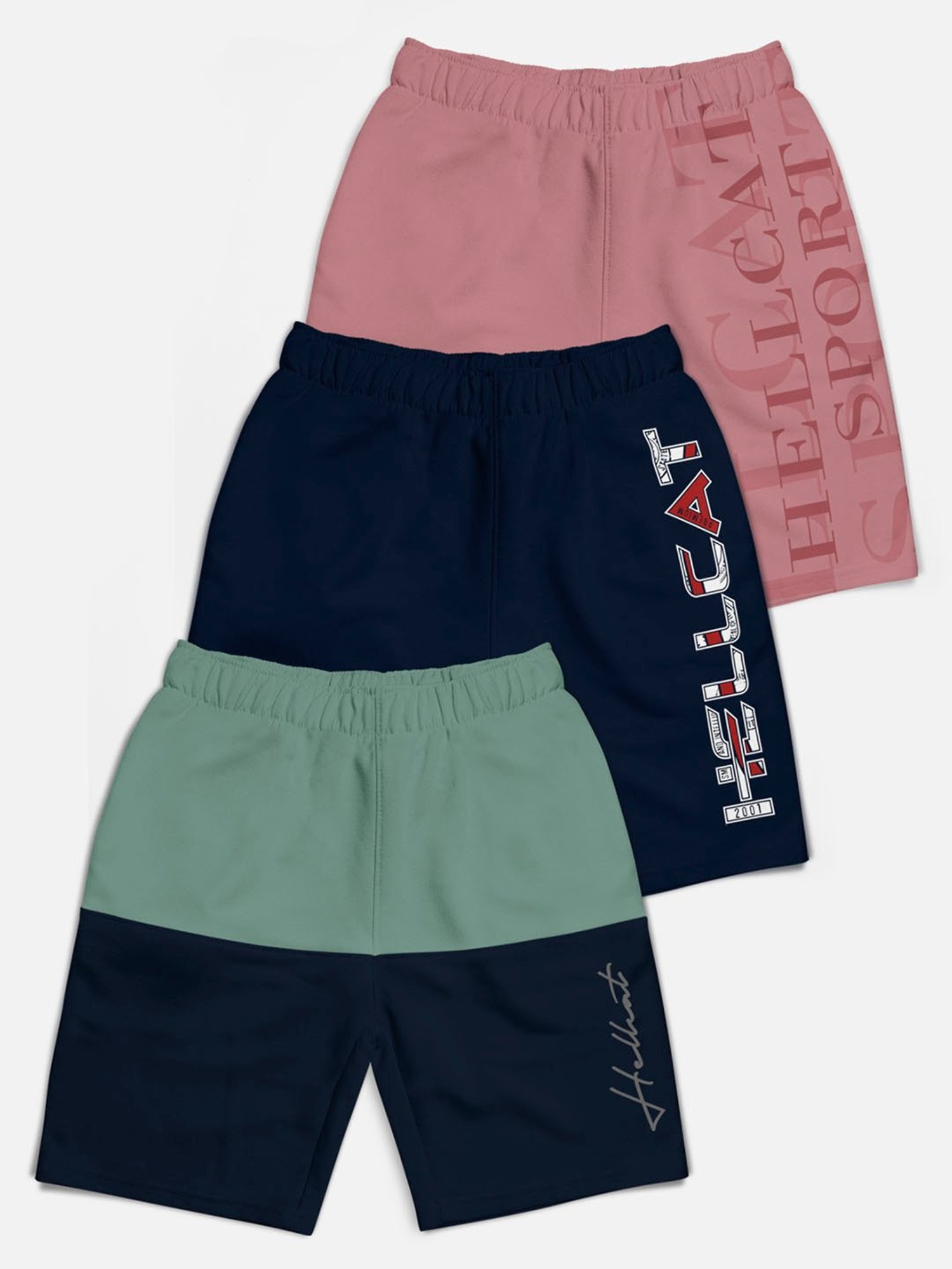 HELLCAT Kids Multi Printed Shorts (Pack Of 3)