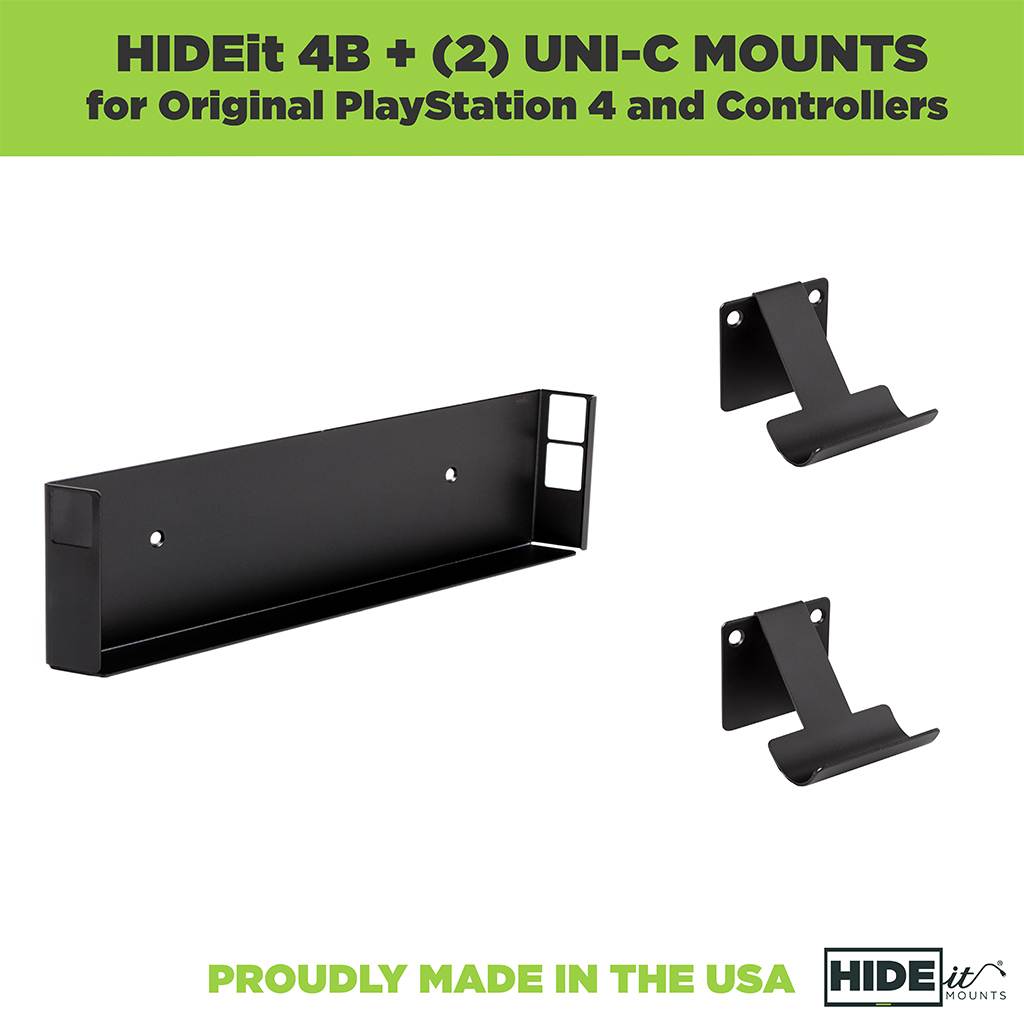 HIDEit PS4 Wall Mount + (2) Controller Mount (Bundle)  | Made in the USA