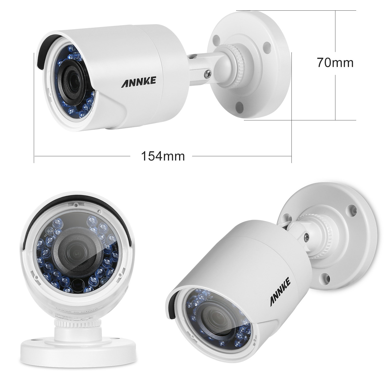 ANNKE 4 Channel Security Camera Outdoor system 3MP 1920x1536p 5-in-1 DVR Video Recorder with 1TB HDD and (4) 1080P Weatherproof Indoor&Outdoor Cameras