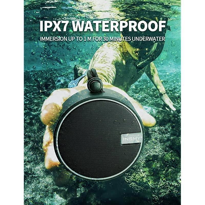IPX7 Waterproof Shower Bluetooth Speaker Portable Wireless Outdoor Speaker with HD Sound Support TF Card Suction Cup for Home Pool Beach Boating Hiking 12H Playtime