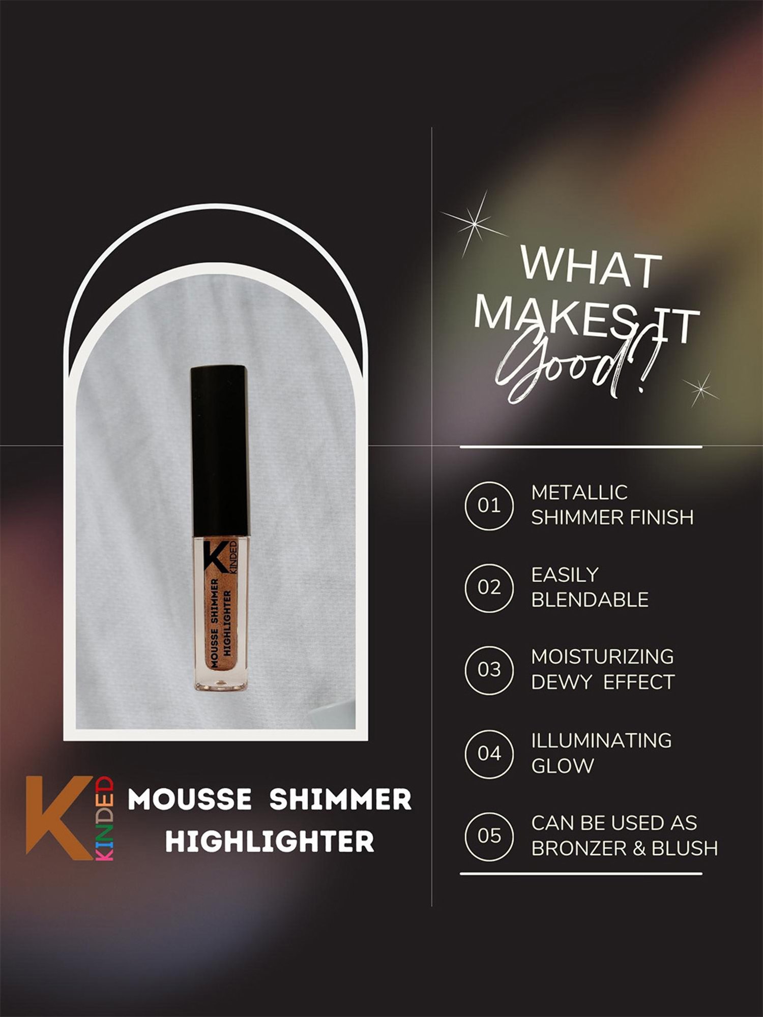 KINDED Mousse Shimmer Highlighter 03 Cool Copper - 3 ml