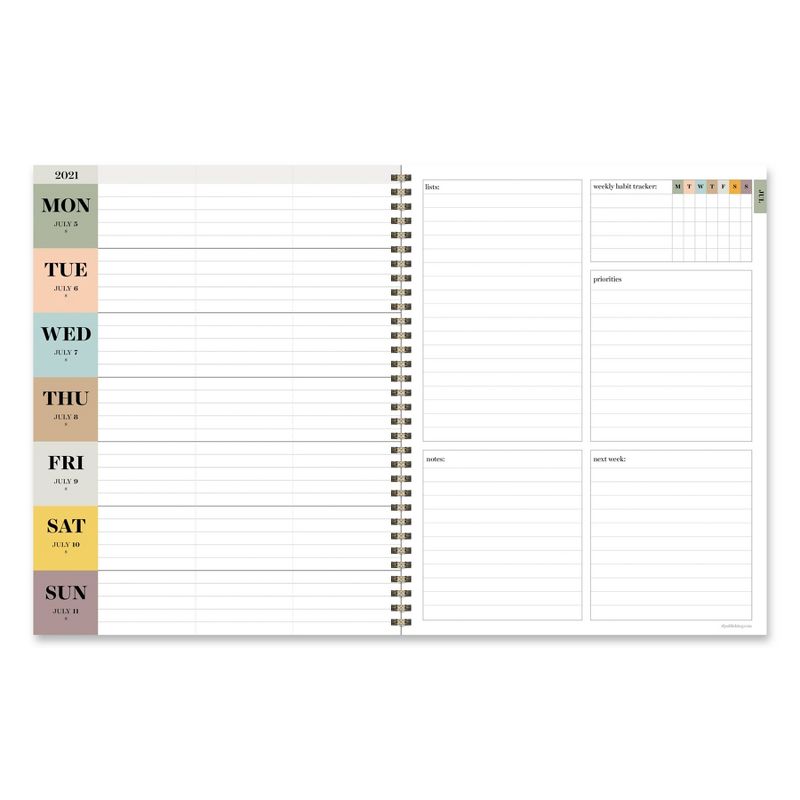 2021-22 Academic Planner 8.5" x 11" Stems & Leaves Daily/Weekly/Monthly - The Time Factory