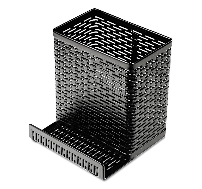 Artistic Urban Collection Punched Metal Pencil Cup/Cell Phone Stand 3 1/2 x 3 1/2 Black ART20014