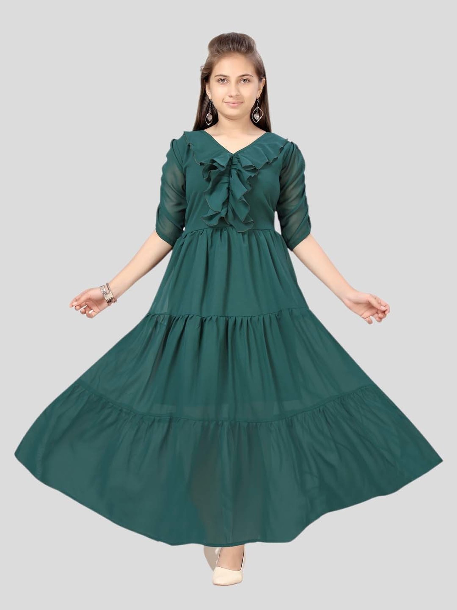 Aarika Kids Green Flared Fit Gown