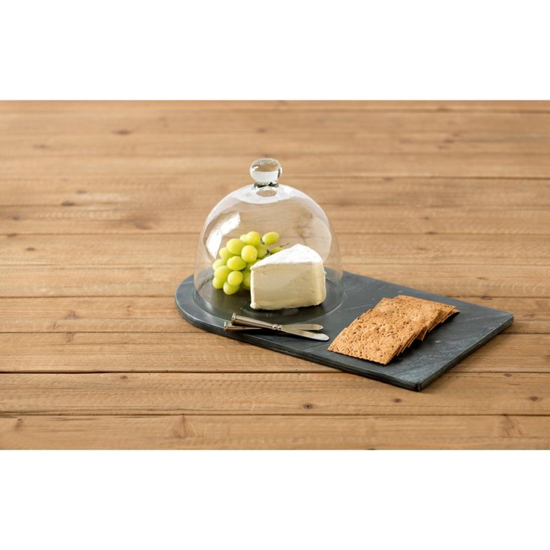 Piedmont Slate Cheese Board With Cloche  - Black - Shiraleah