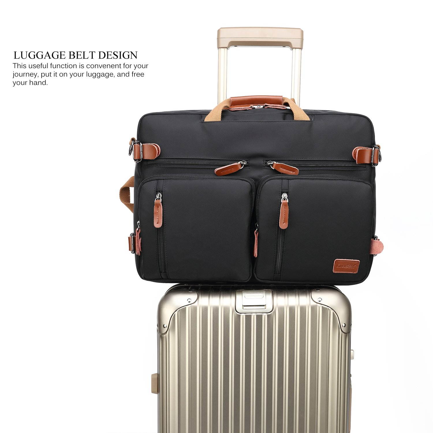 ESTONE Convertible Laptop Backpack Messenger Bag for Men/Women,15.6 Inch Laptop Shoulder Bag Multicompartment Nylon Business Briefcase (Blue)