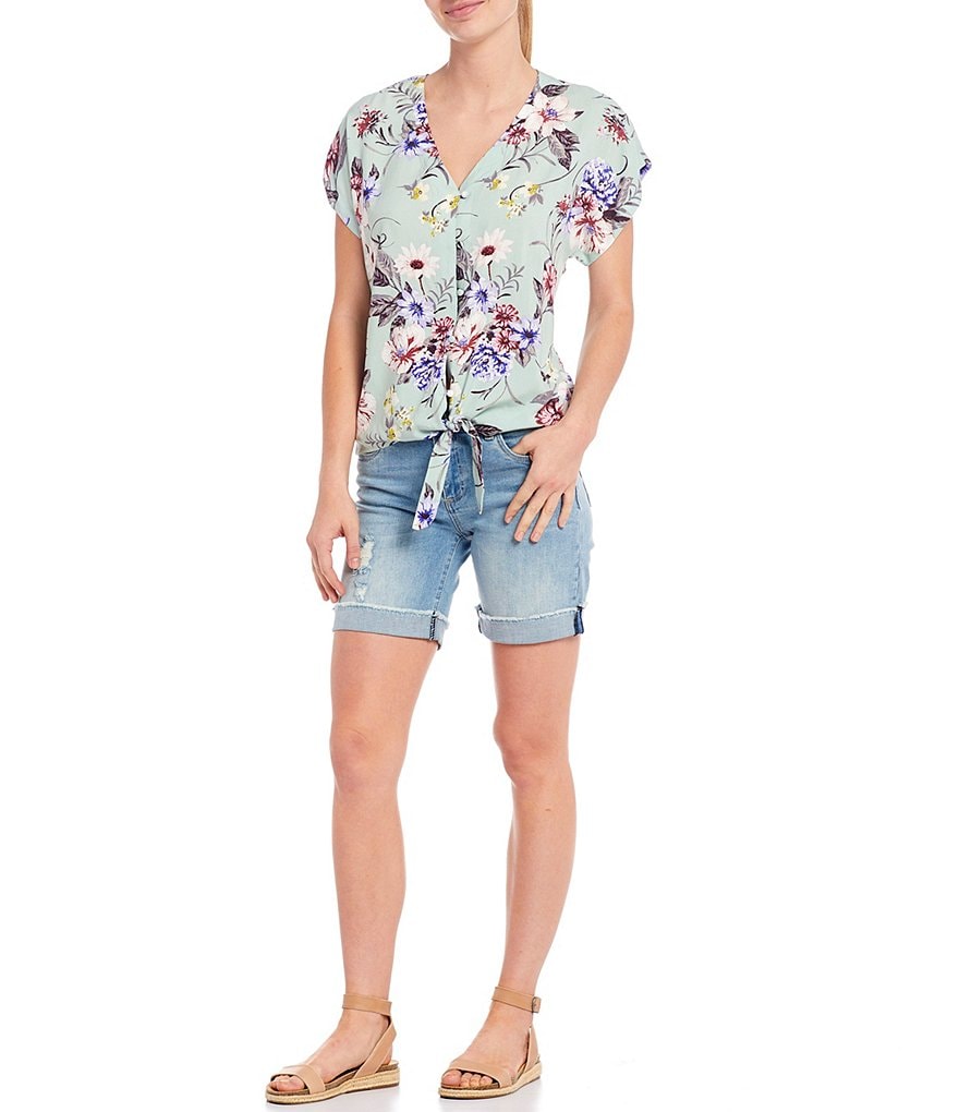 KUT from the Kloth Catherine Destruction Detail Rolled Up Boyfriend Shorts