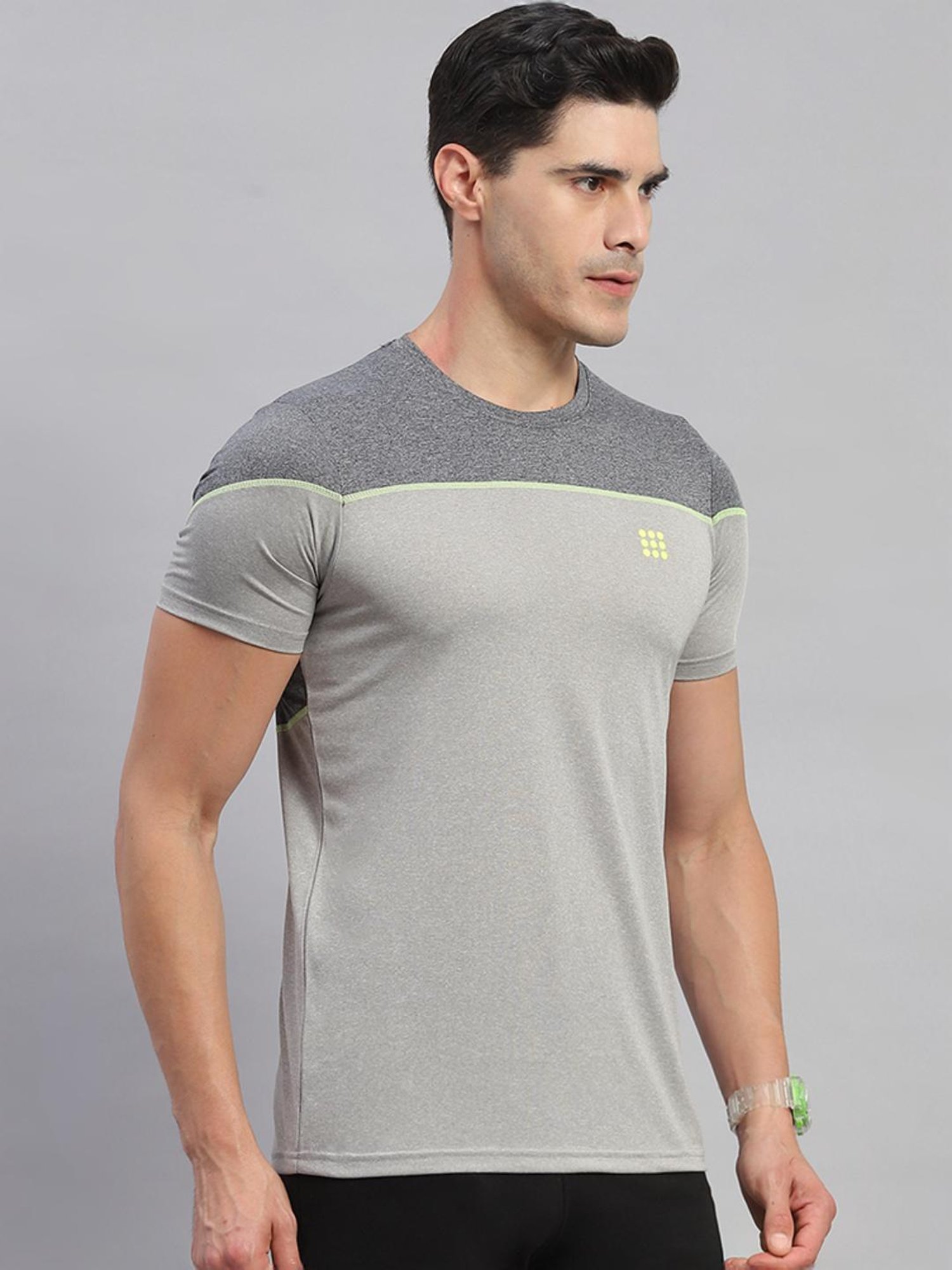 Rock.it Anthera Grey Regular Fit Colour Block T-Shirt