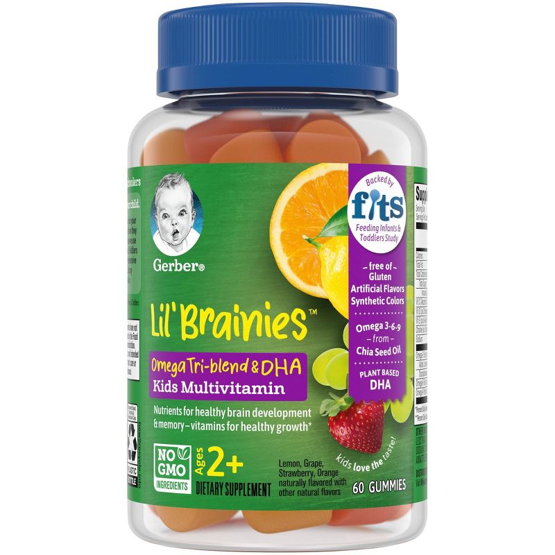 Gerber Lil' Brainies Omega Tri-Blend & DHA Kids Multivitamin Gummies - 60ct