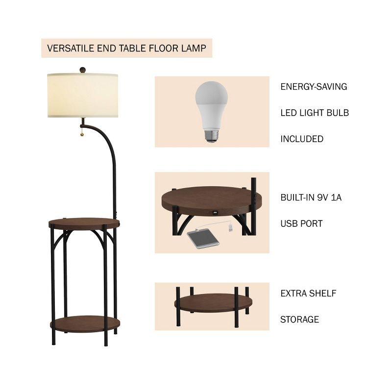 Floor Lamp End Table (Includes LED Light Bulb) - Modern Rustic