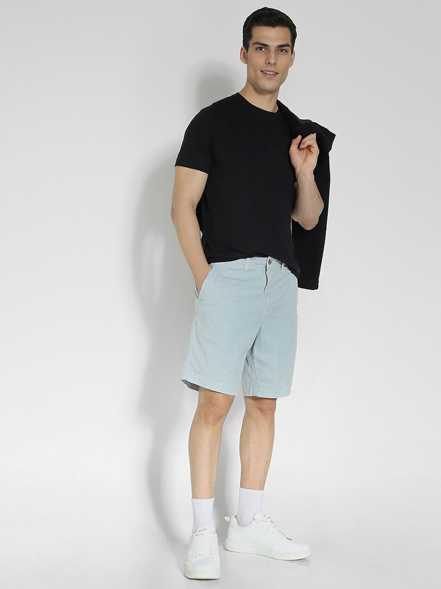 American Eagle Blue Cotton Regular Fit Shorts