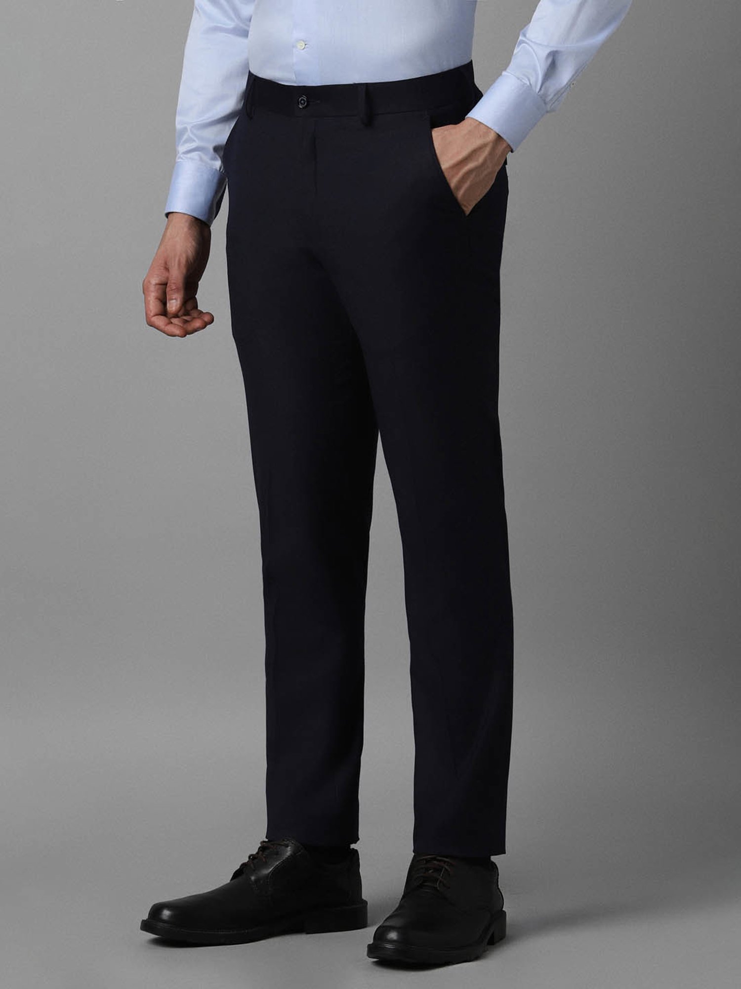 Louis Philippe Navy Blue Slim Fit Trousers