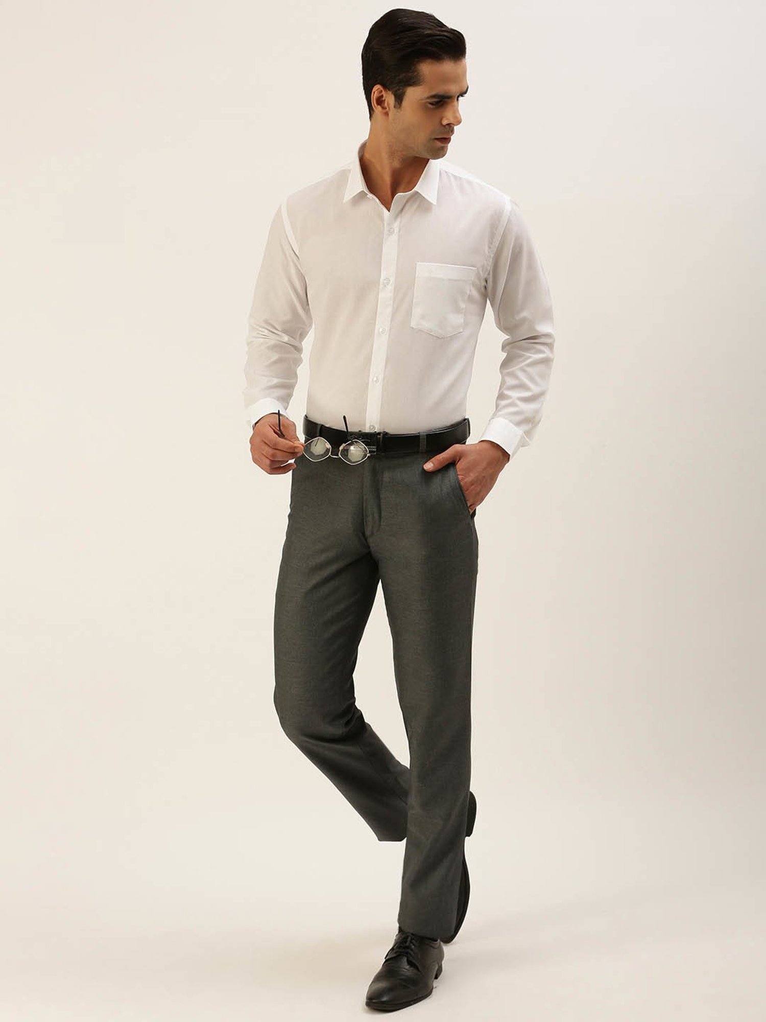 Ramraj White Cotton Regular Fit Shirt