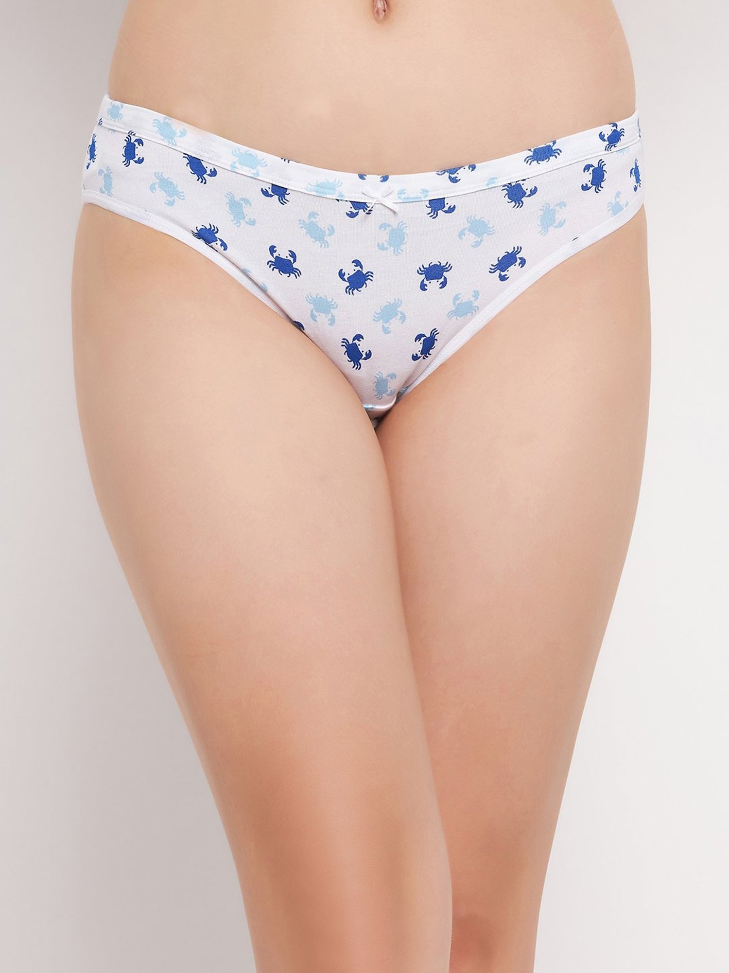 Clovia White Cotton Printed Bikini Panty