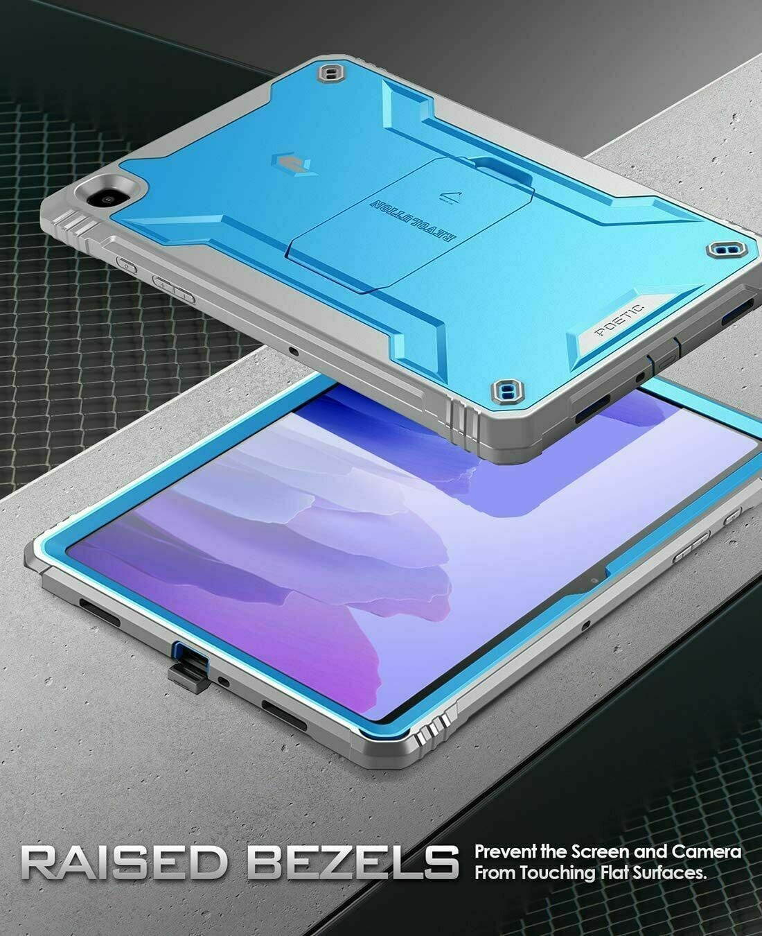 Samsung Galaxy Tab A7 (2020) Tablet Case,Poetic with Kicks-tand Cover Blue