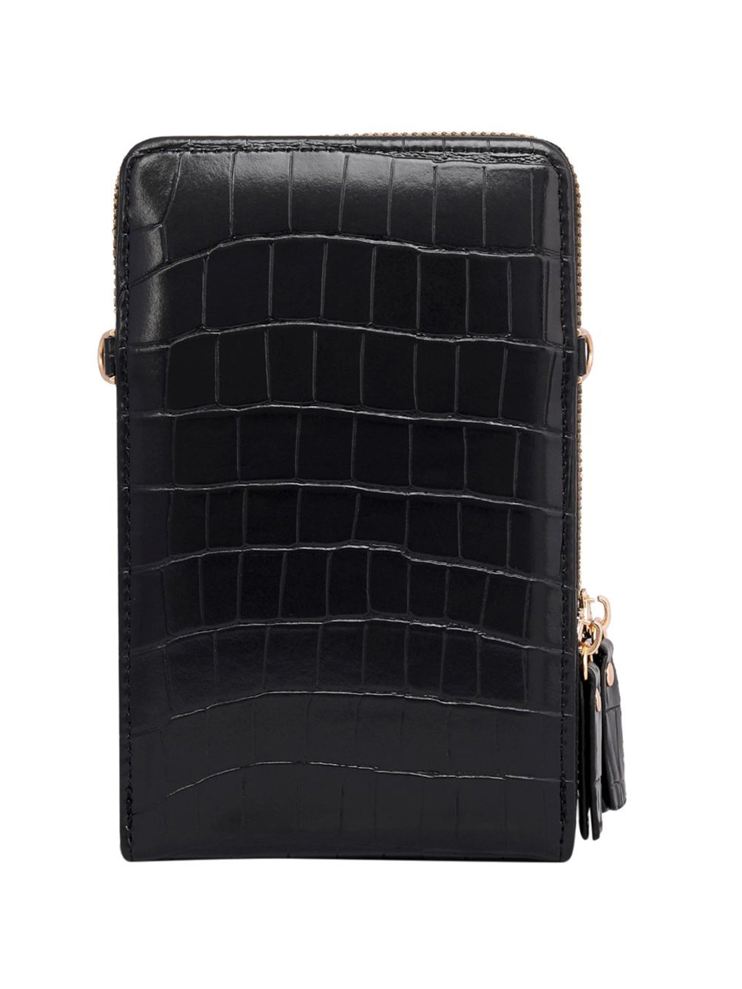 Lino Perros Black Textured Mobile Pouch