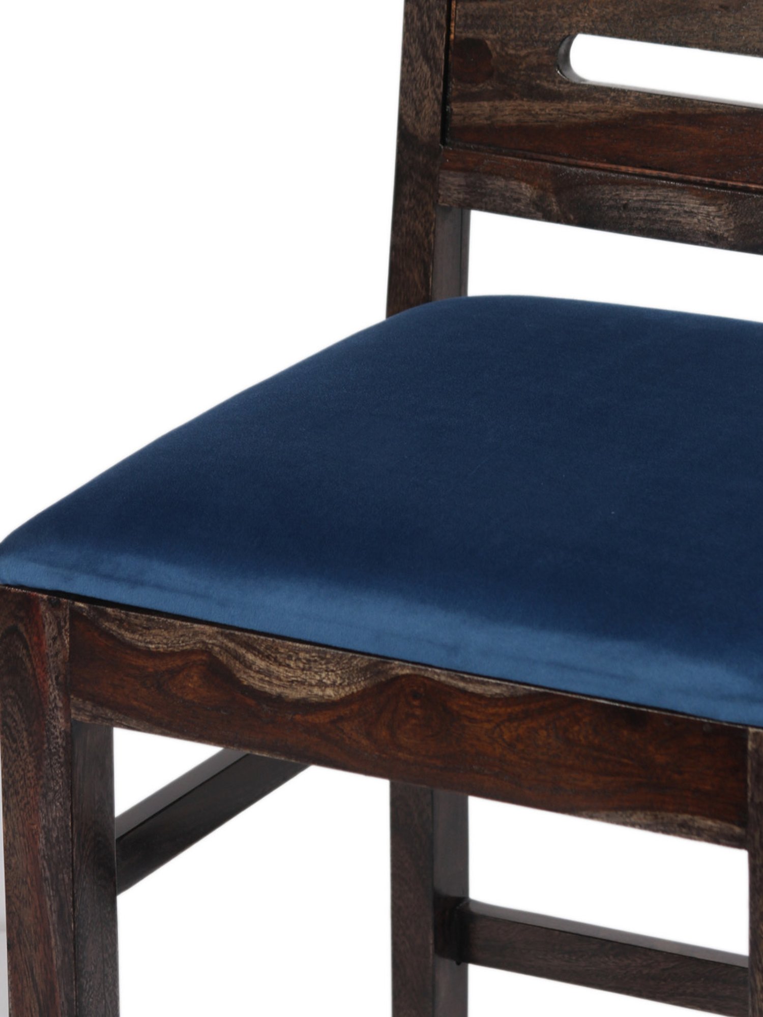 Ikiriya Rosslyn Solid Blue & Dark Brown Wood Dining Chair Mahogany Finish - Set of 2