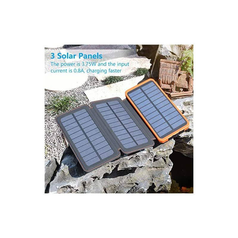 Solar Charger 24000mAh  Solar Power Bank with 2 USB Ports Waterproof Portable External Battery Compatible with Smartphones Tablets and More